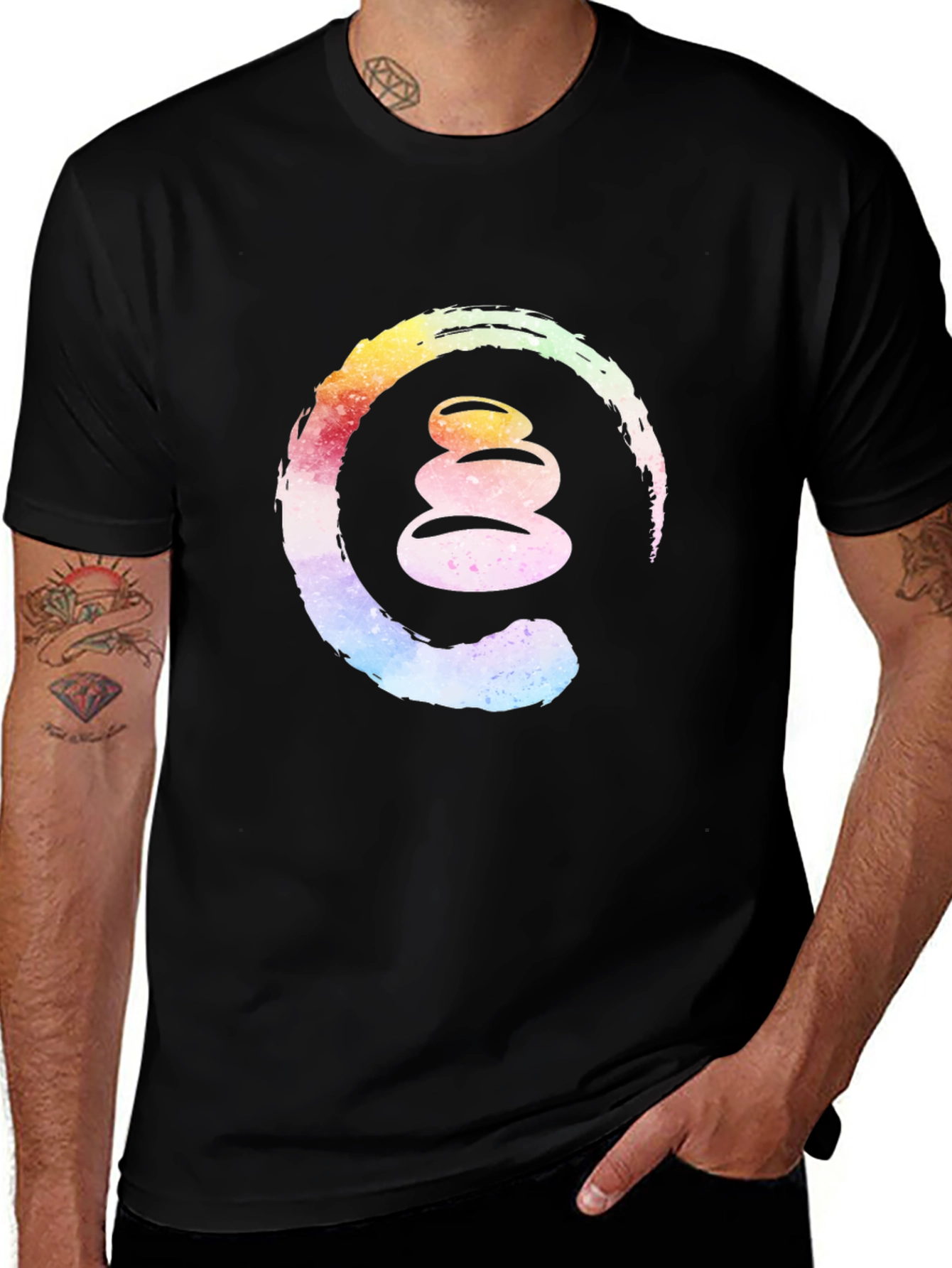Variant 13 of Zen Stone Stack Enso Circle Graphic Tee