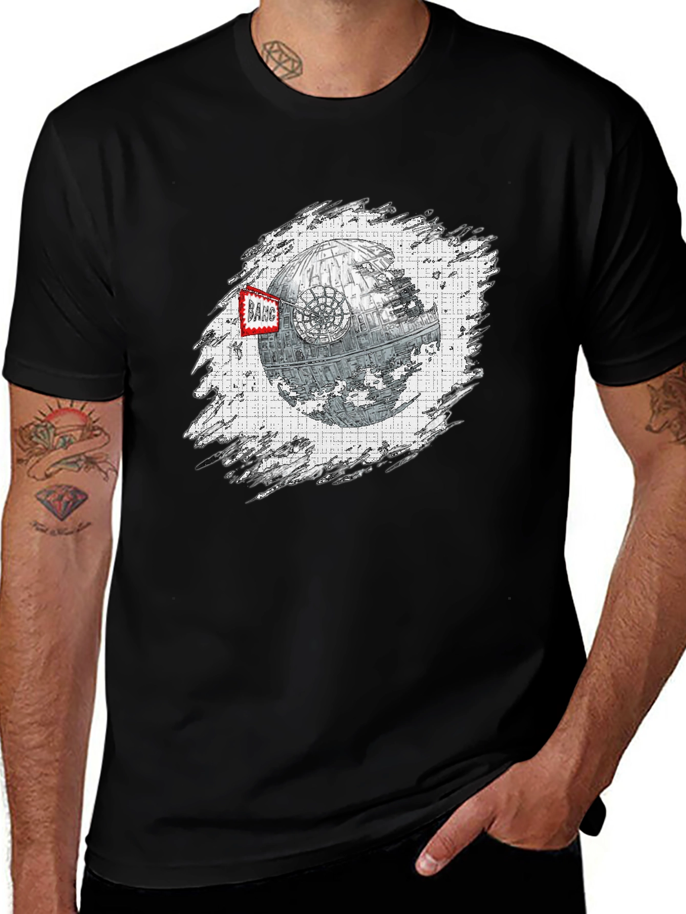 Black Death Star T-Shirt - Sci-Fi Graphic Tee main image