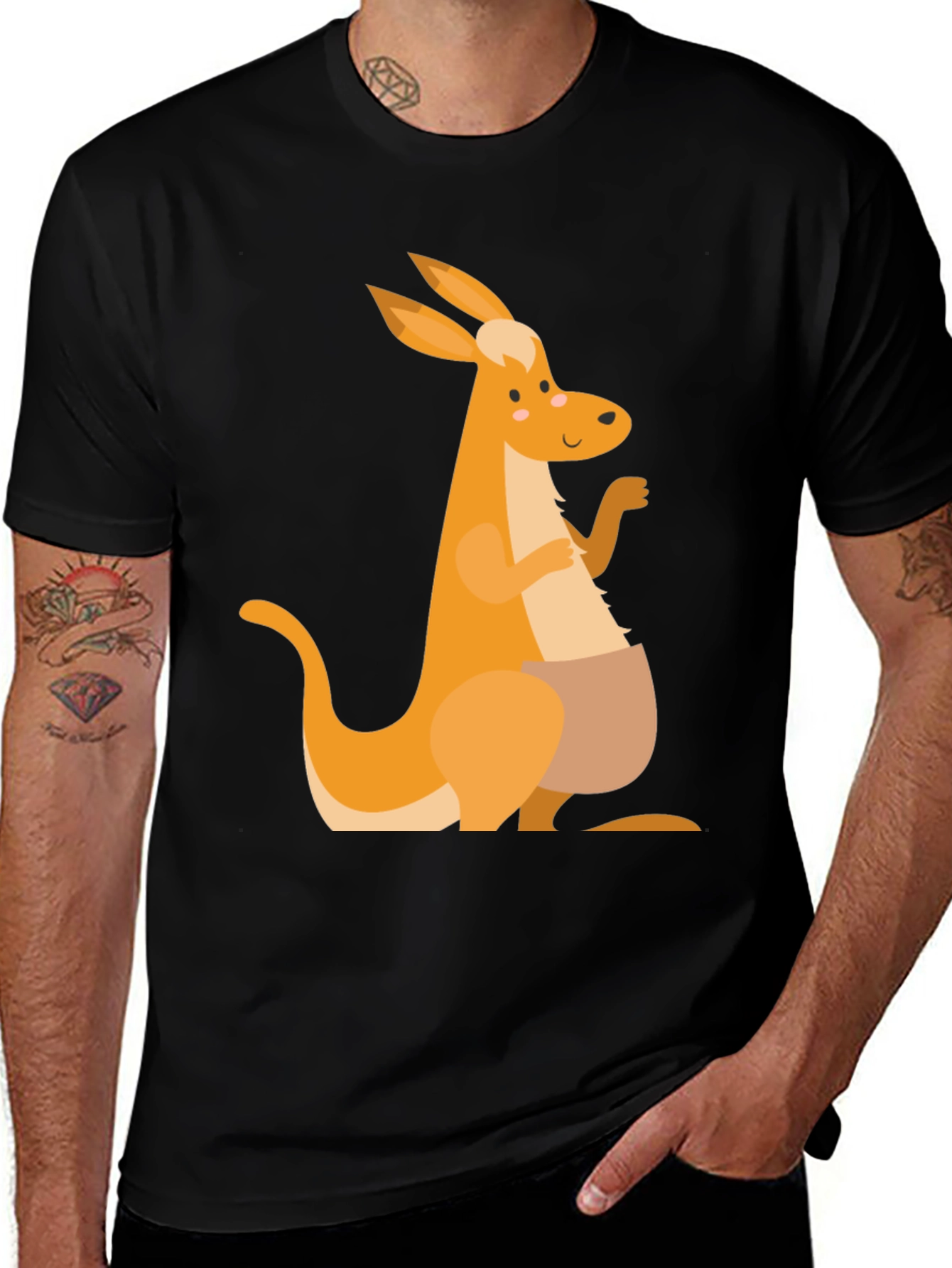 Variant 11 of Kangaroo Graphic Tee - Men's Black T-Shirt