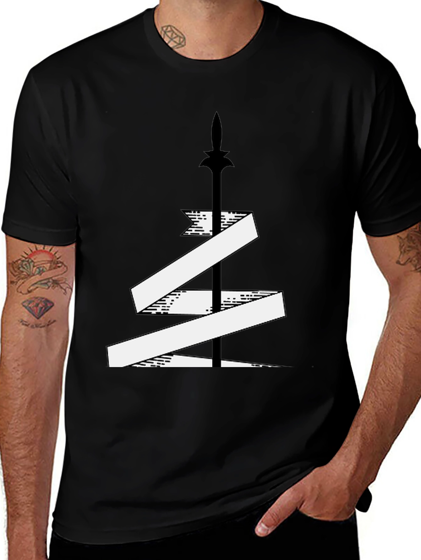 Variant 19 of Spear and Ribbon Graphic Tee - Cool Design