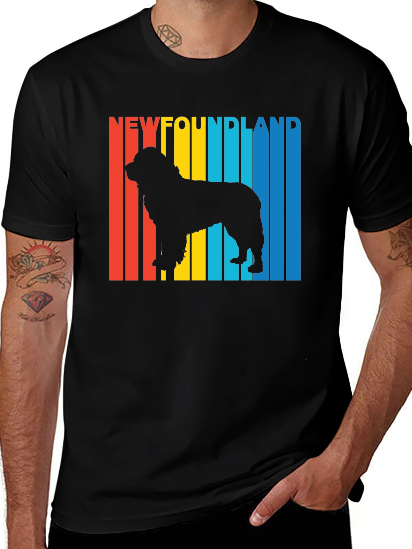 Variant 22 of Newfoundland Dog Retro T-Shirt - Black