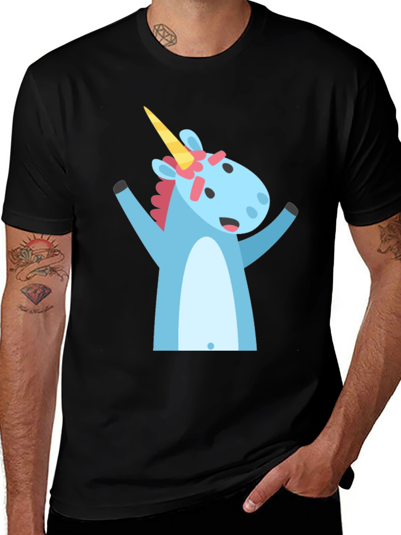 Variant 15 of Unicorn Graphic Tee - Black Cotton Blend
