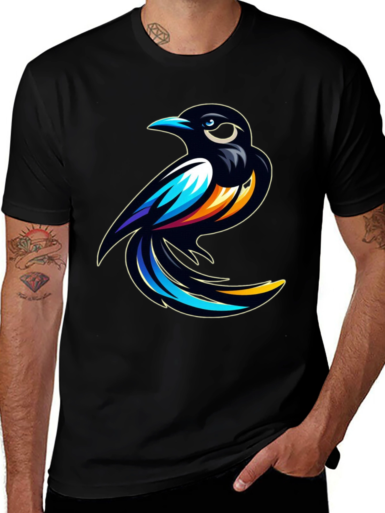 Variant 4 of Stylish Black T-Shirt with Bird Graphic