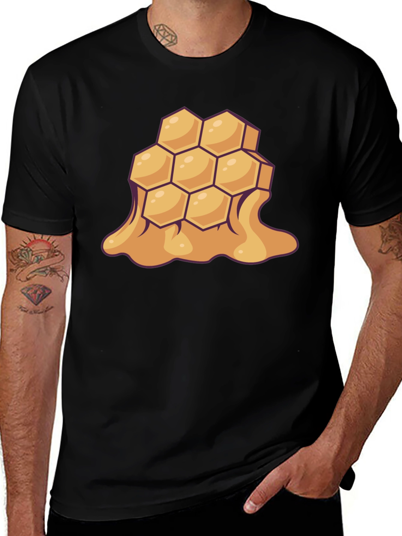 Variant 26 of Honeycomb Drip Graphic Tee - Sweet Style!