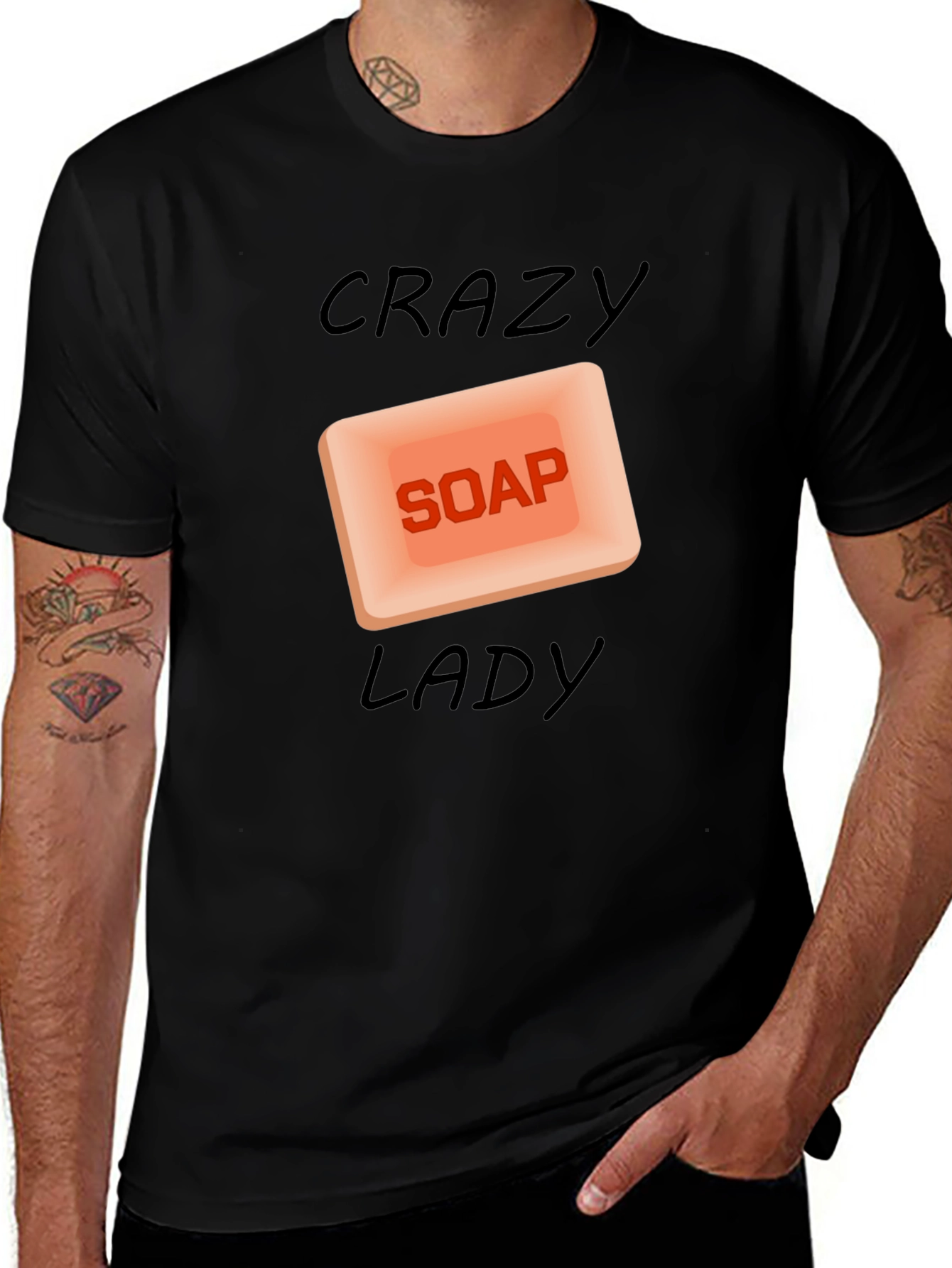 Variant 14 of Crazy Soap Lady Graphic Tee - Black Unisex T-Shirt