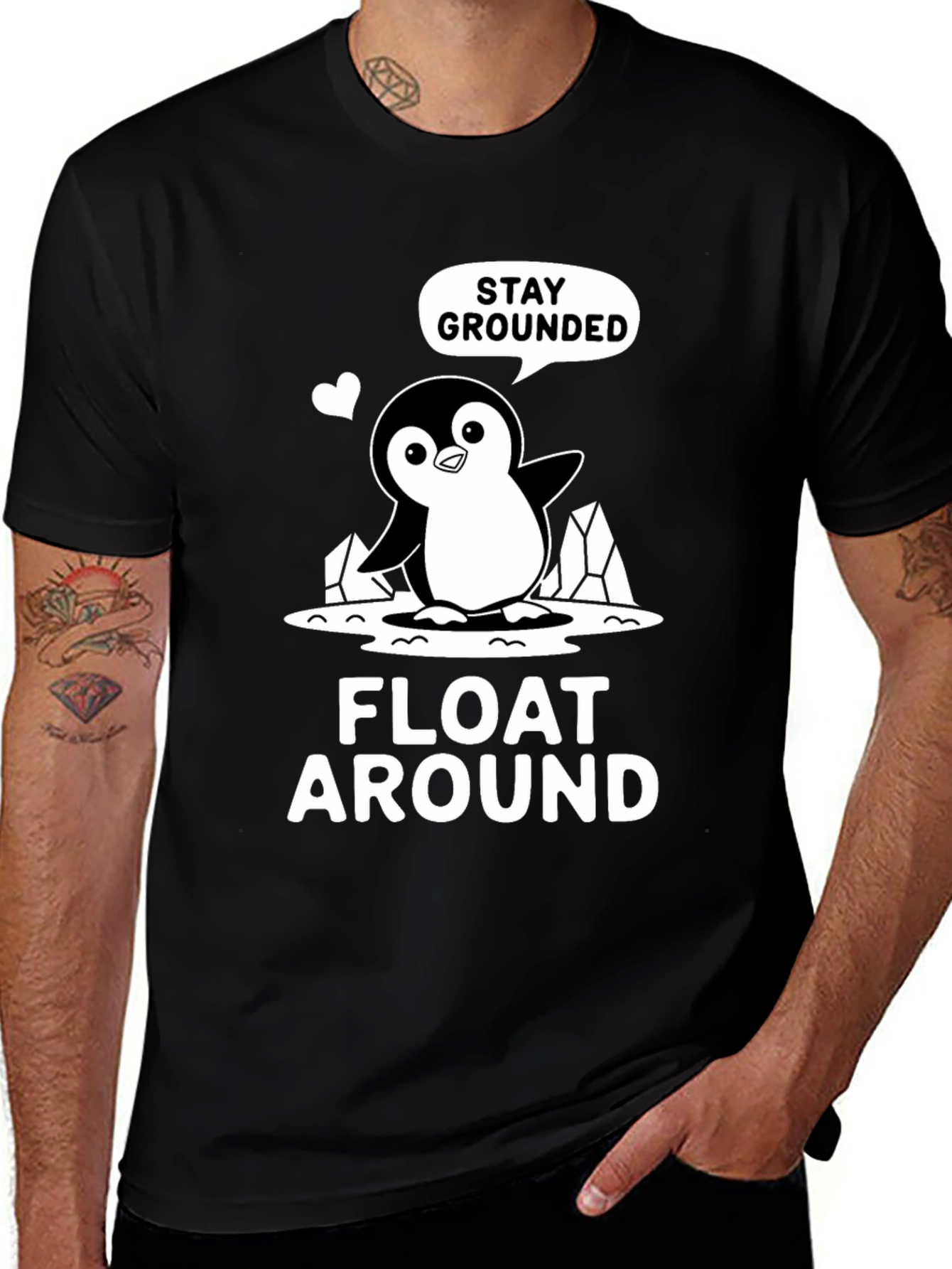 Variant 2 of Stay Grounded Penguin Graphic Tee - Black