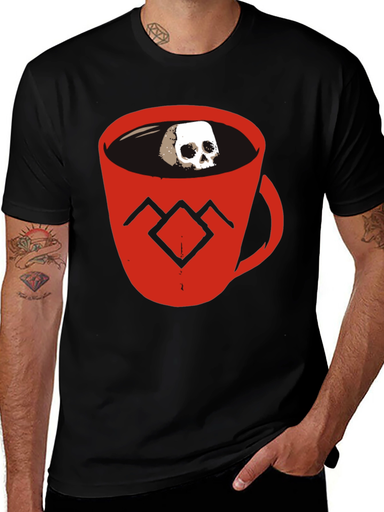 Variant 7 of Skull Coffee Cup Graphic Tee