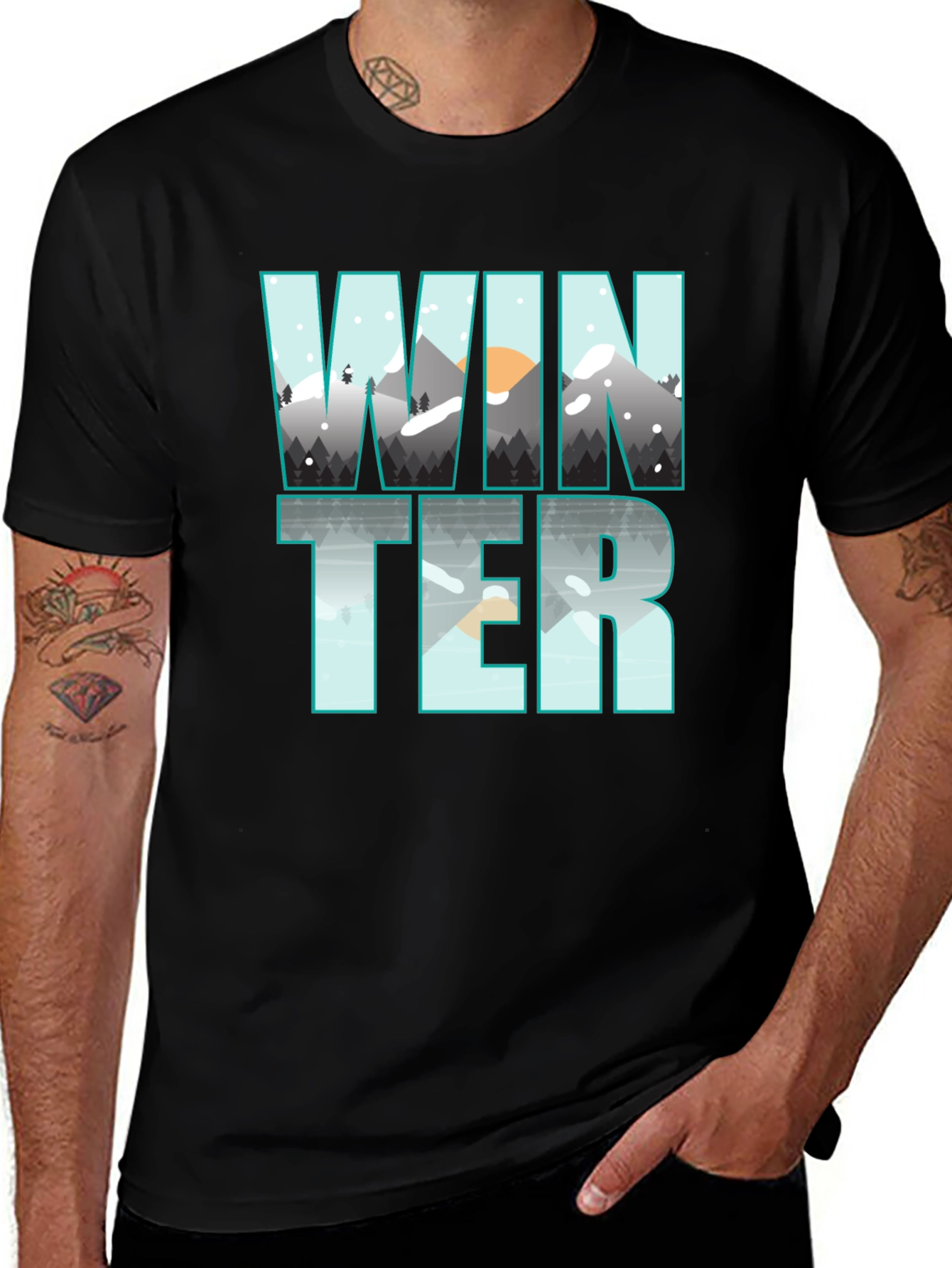 Variant 17 of Winter Mountain Scene Graphic T-Shirt