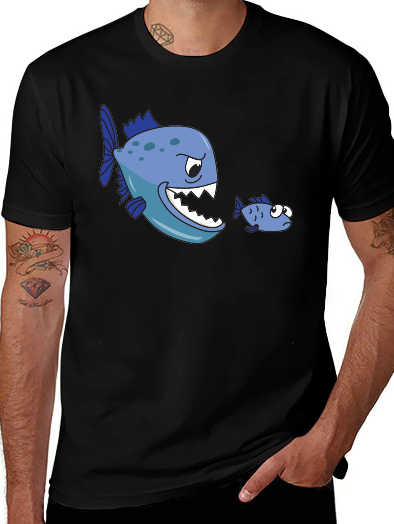 Variant 18 of Funny Piranha Graphic Tee - Eat or Be Eaten!