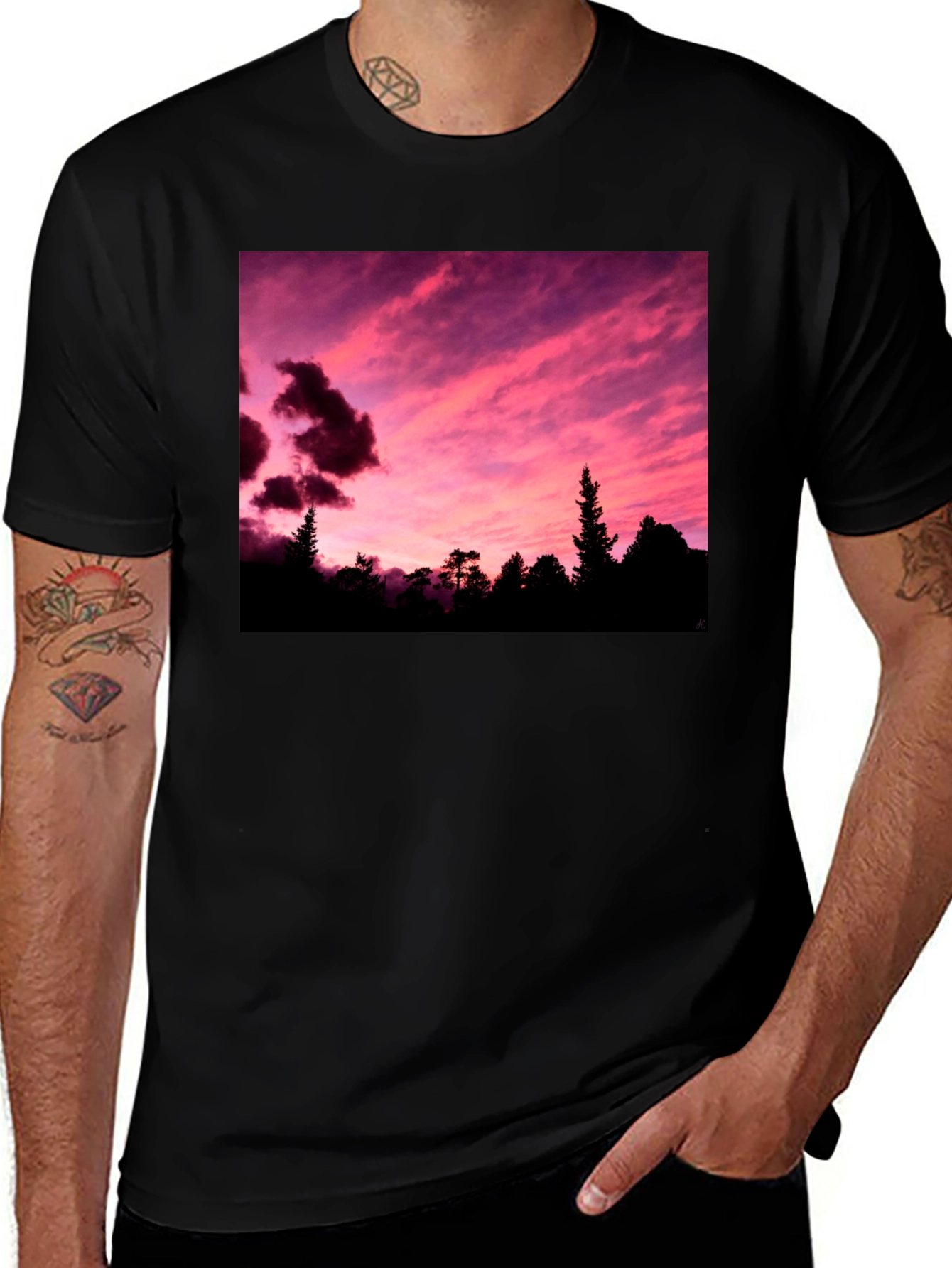 Variant 21 of Sunset Forest Graphic Tee - Black