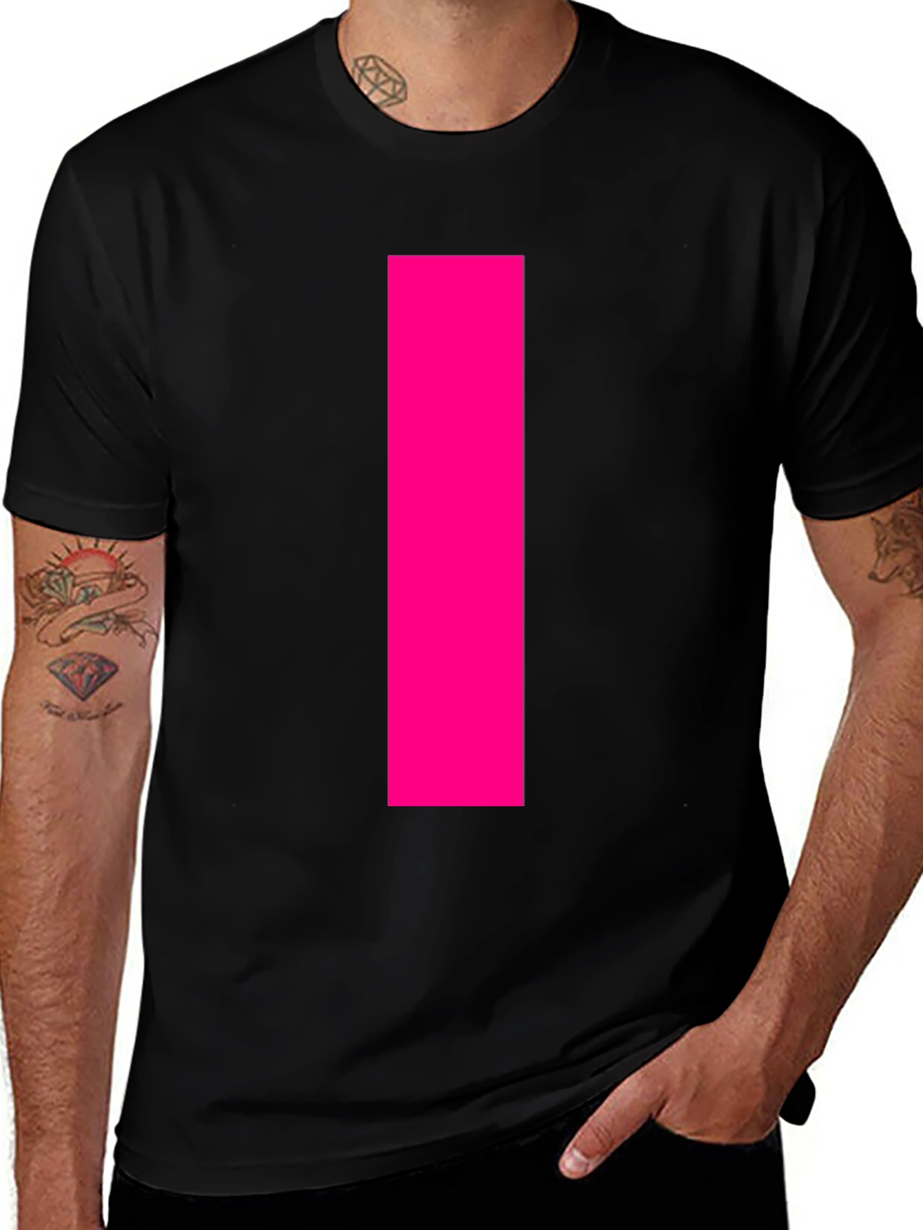 Variant 30 of Bold Pink Stripe Black T-Shirt