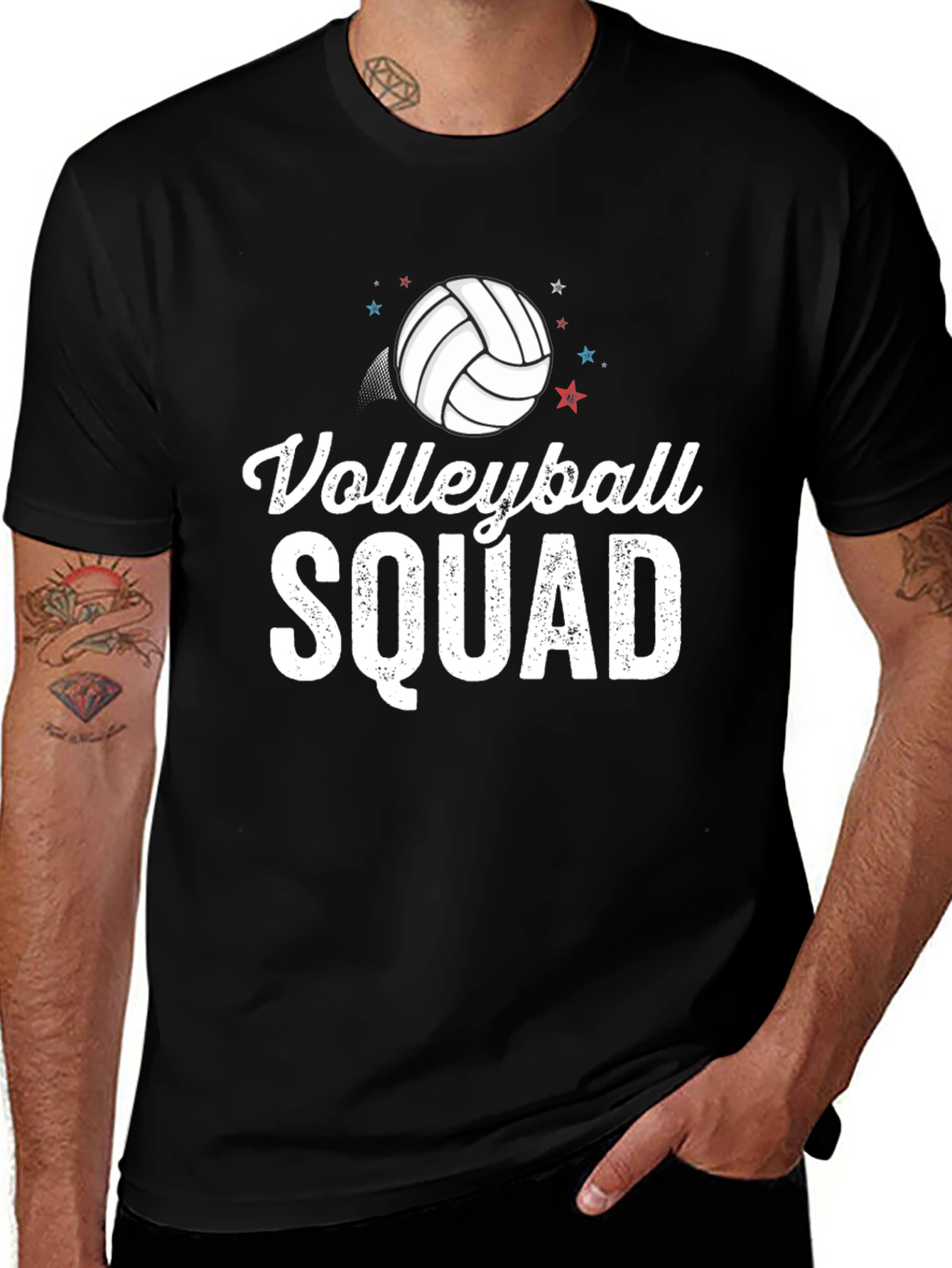 Black Volleyball Squad T-Shirt - Sporty Crew Neck Tee main image