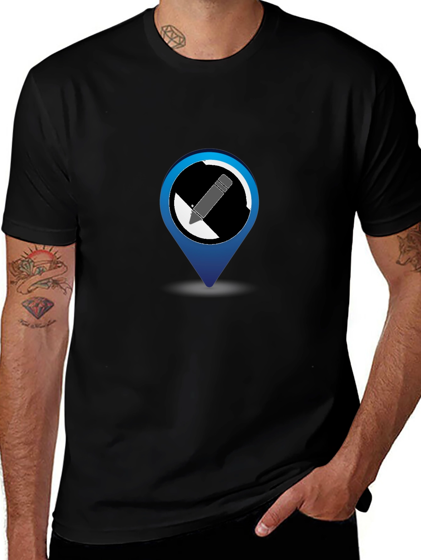 Variant 7 of Men's Black Graphic Tee - Pencil Point Design