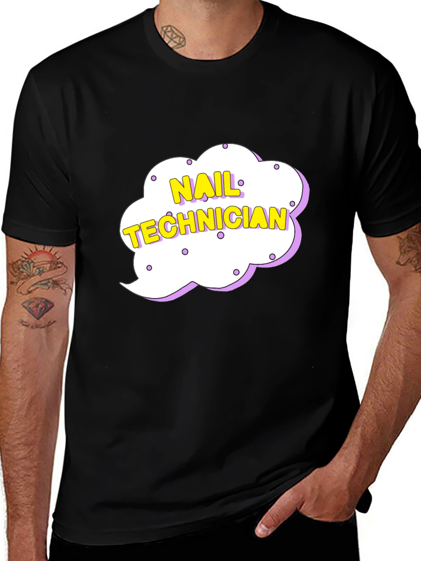 Nail Technician T-Shirt - Black Cotton Graphic Tee