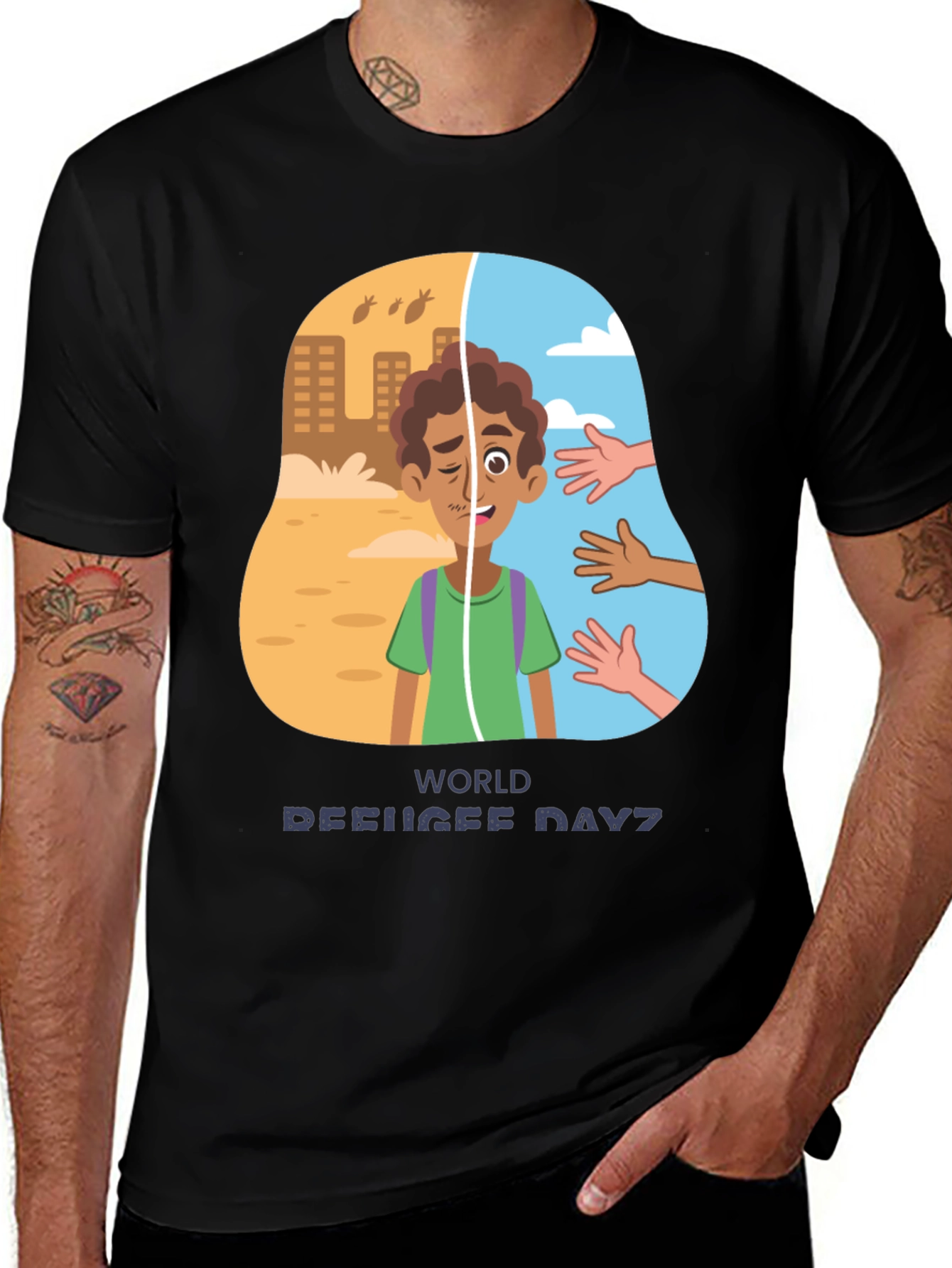 World Refugee Day Graphic T-Shirt - Black