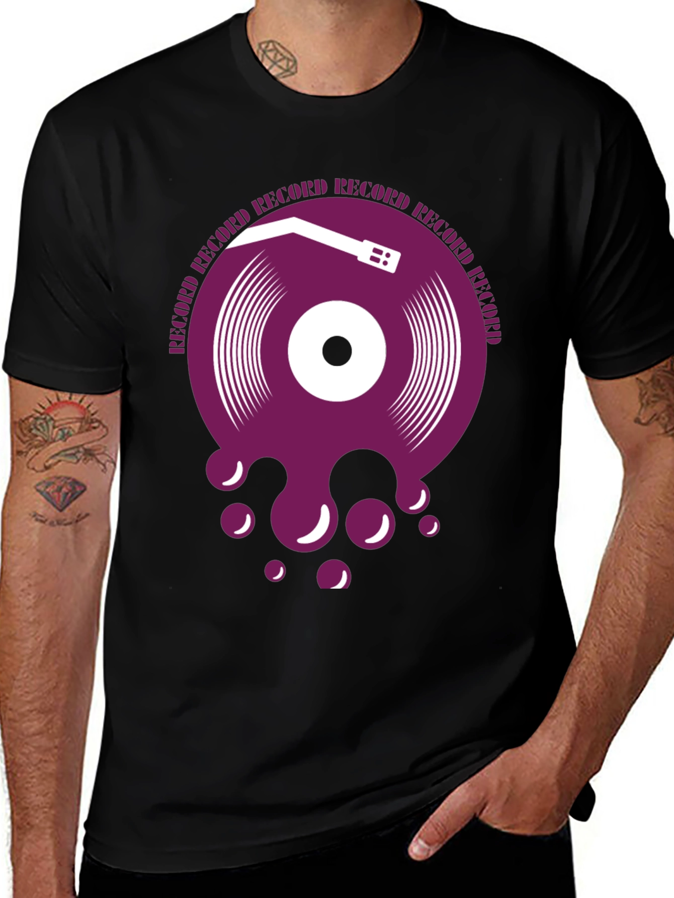 Variant 9 of Record Graphic Black Tee - Cool Design