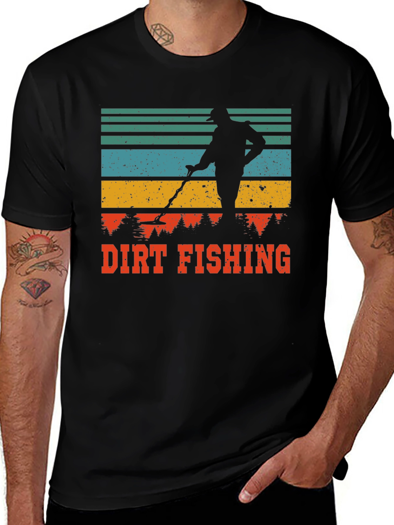 Variant 9 of Dirt Fishing Retro Graphic T-Shirt