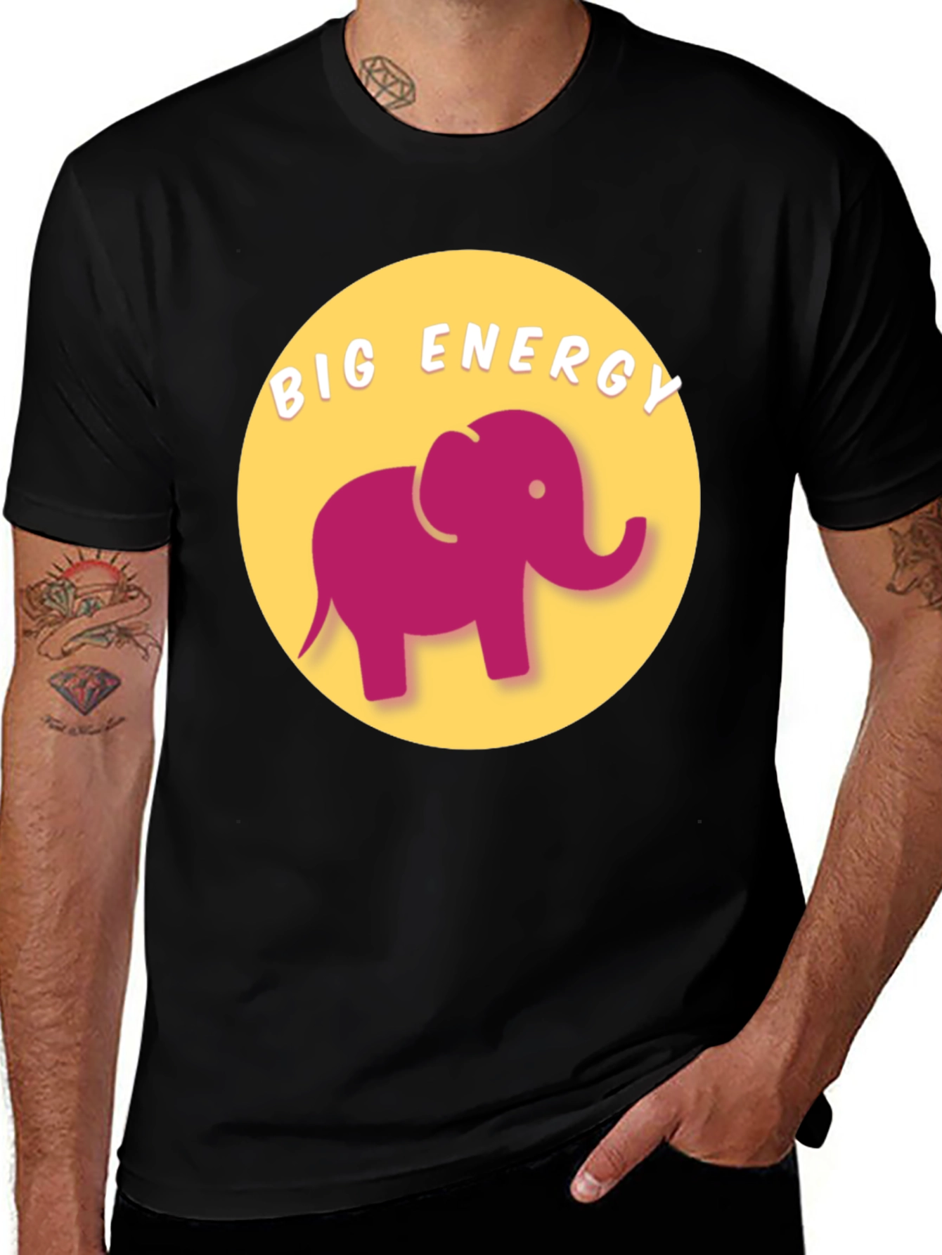 Variant 4 of Big Energy Elephant Graphic Tee - Unisex Black T-Shirt
