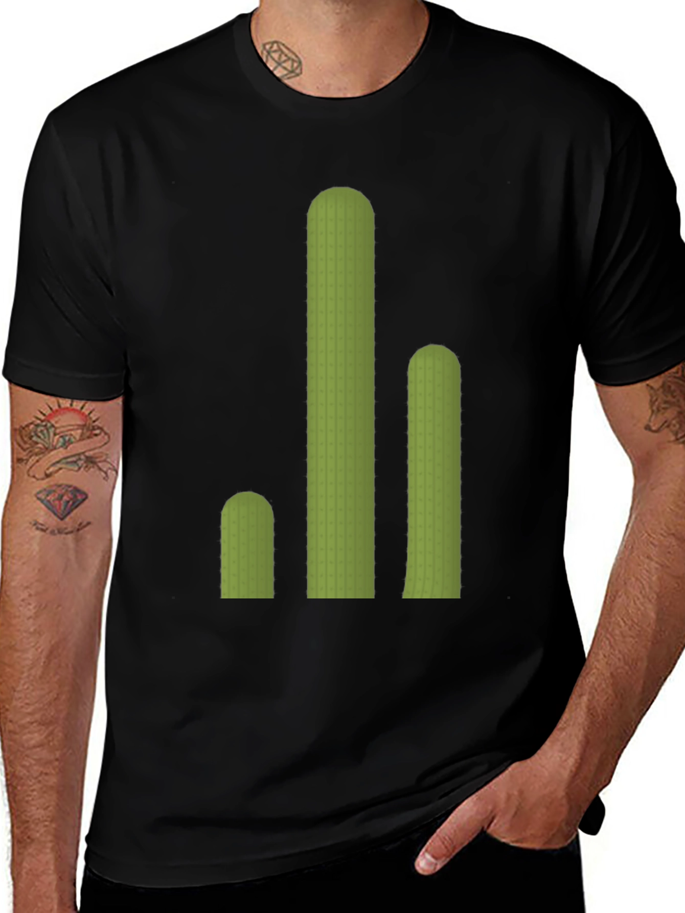Variant 23 of Cactus Graphic T-Shirt - Black Cotton Tee