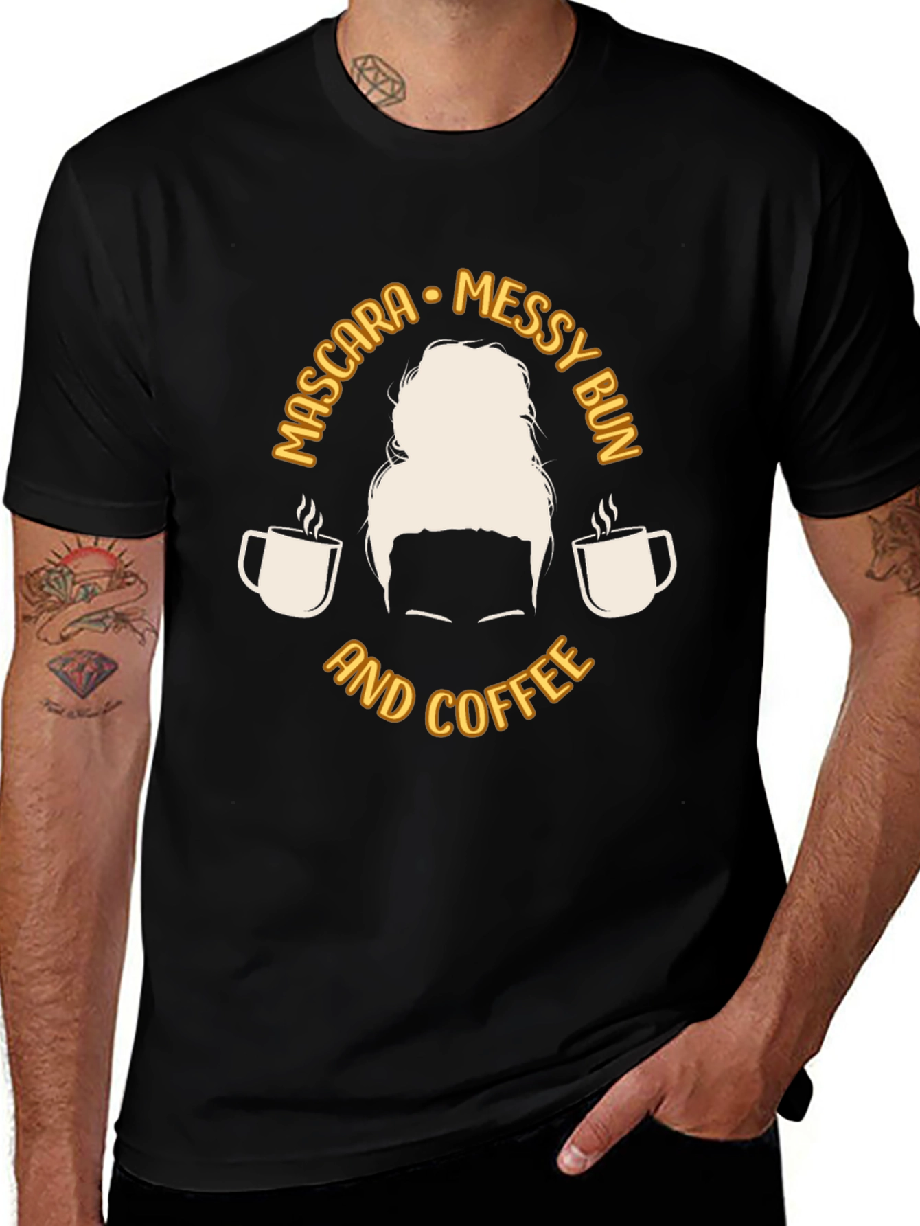 Variant 27 of Messy Bun Coffee T-Shirt - Casual Graphic Tee
