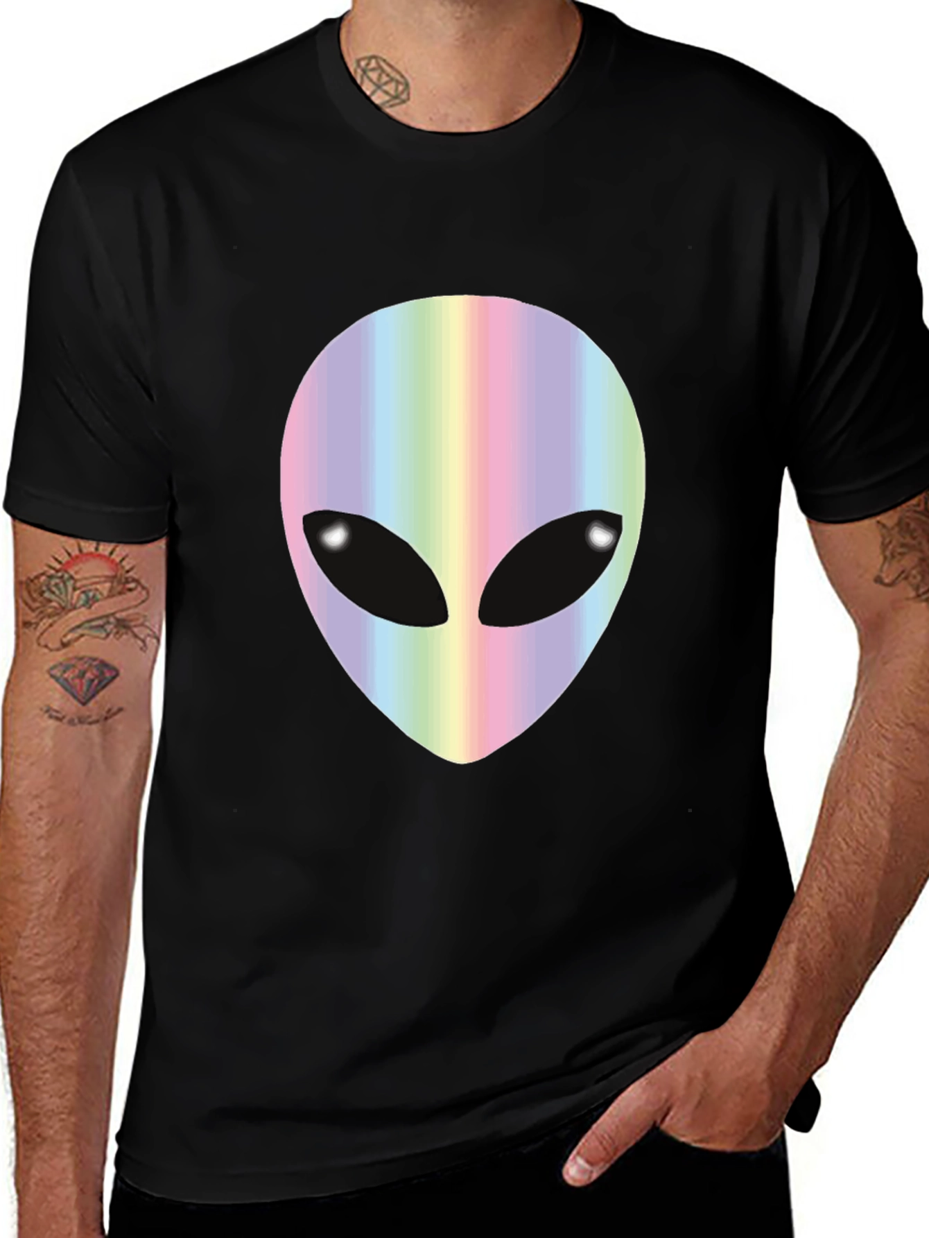Variant 3 of Alien Head Graphic Black T-Shirt