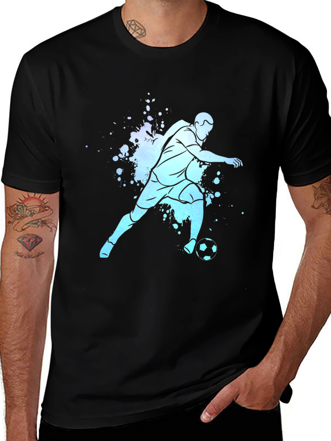 Variant 20 of Men's Black Soccer Player Graphic T-Shirt
