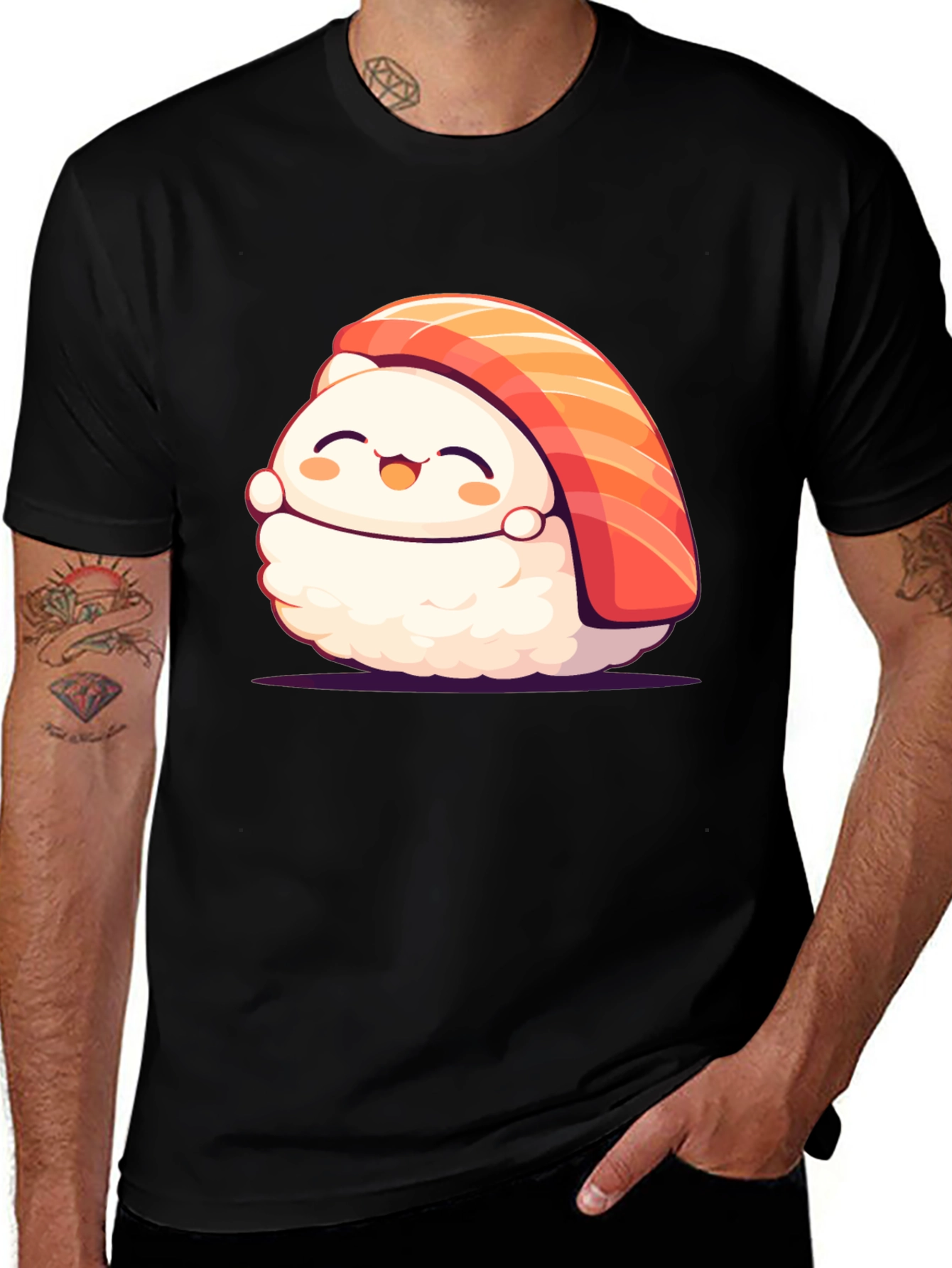 Variant 18 of Cute Sushi Graphic T-Shirt - Black