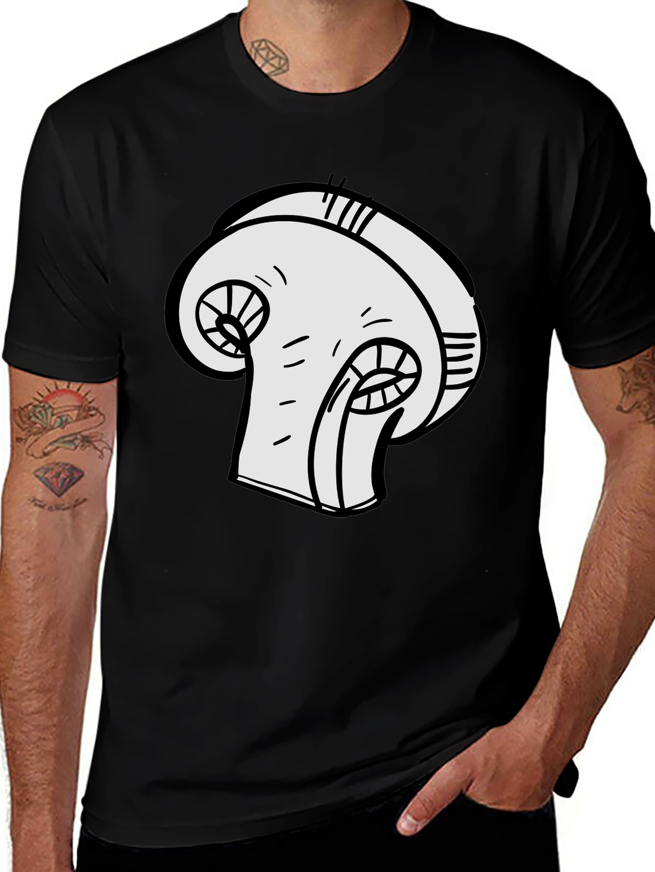 Variant 2 of Mushroom Graphic Black T-Shirt