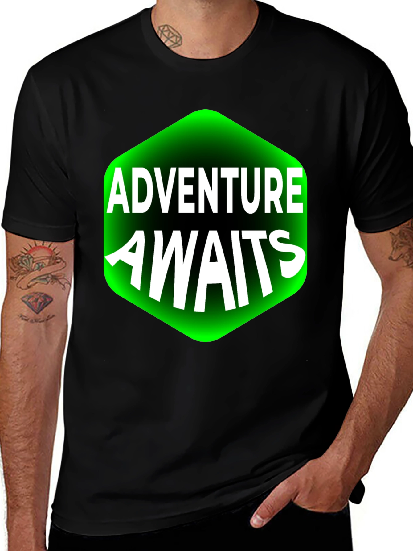 Variant 4 of Adventure Awaits Graphic Tee - Black Cotton T-Shirt