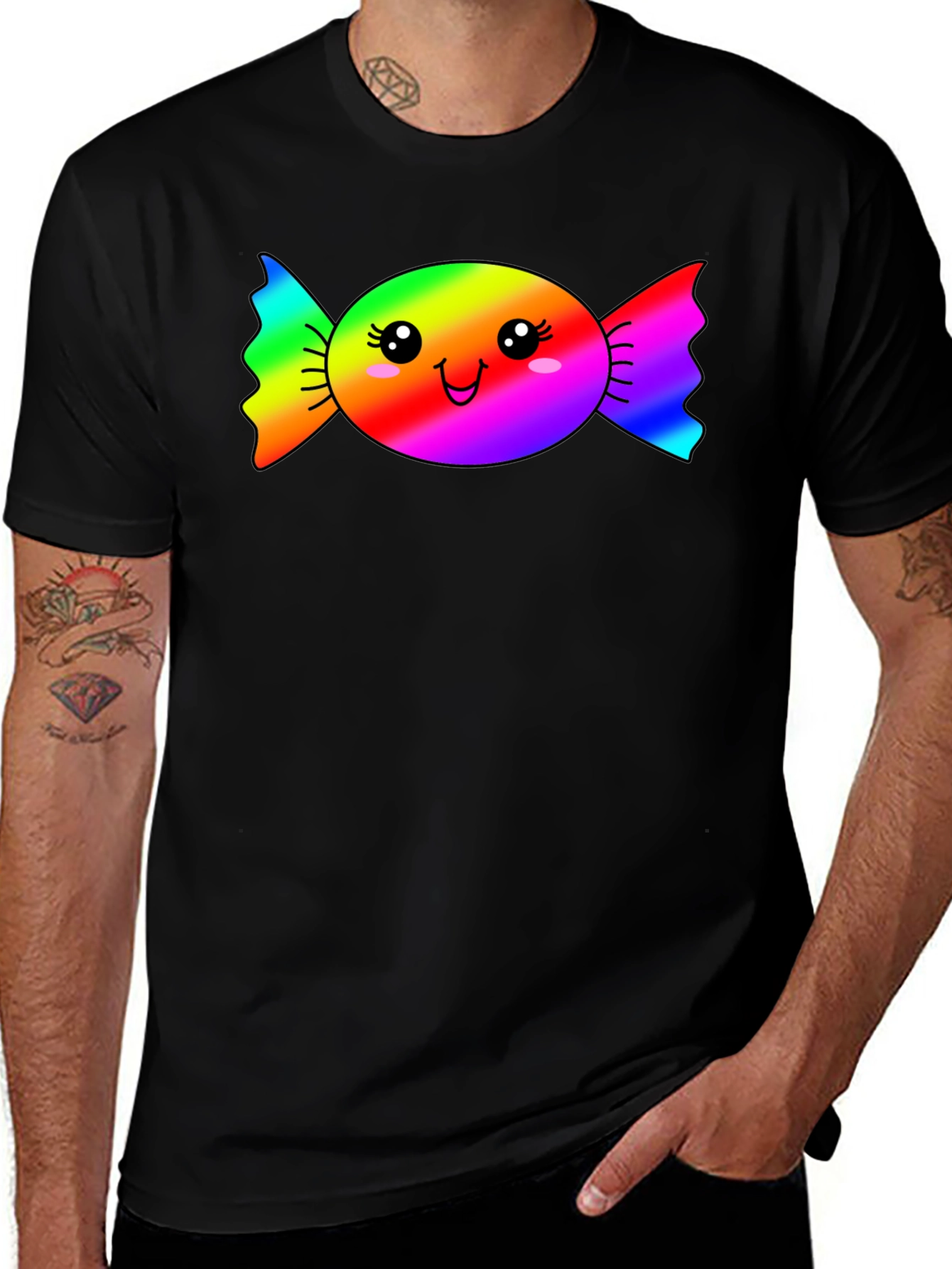 Variant 29 of Rainbow Candy Face Graphic T-Shirt