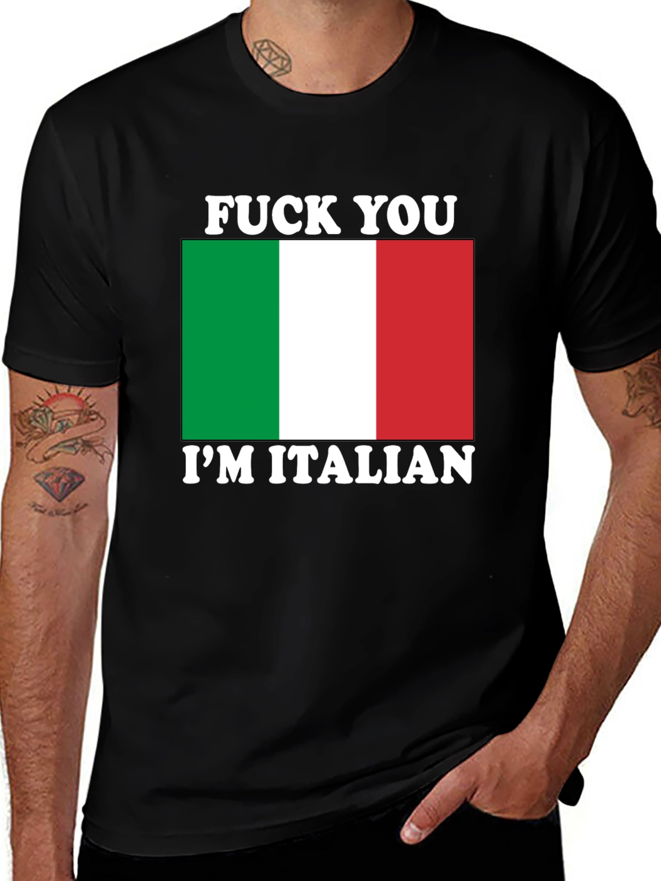 Variant 28 of Funny Italian Flag T-Shirt - "F*ck You, I'm Italian" Design