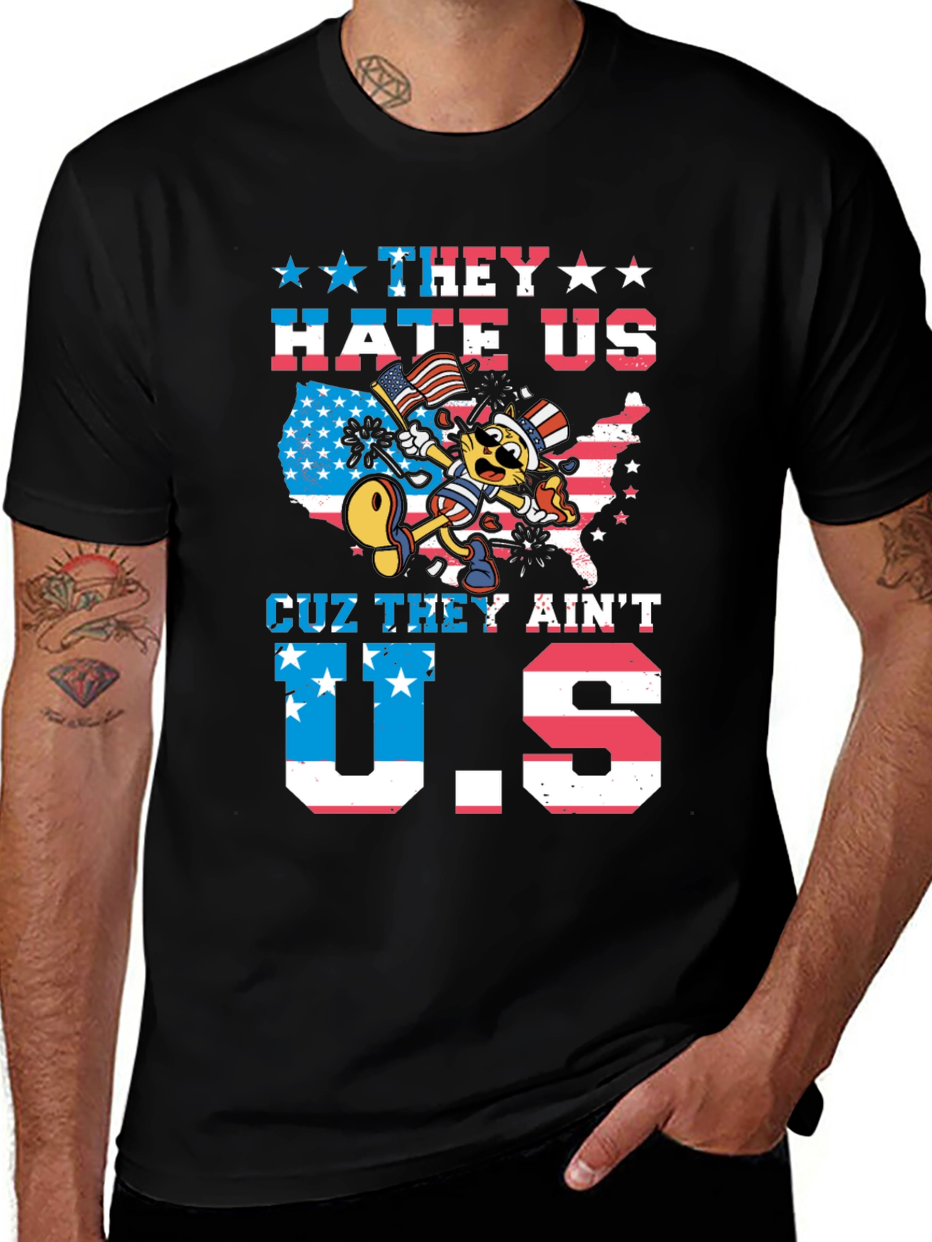 Variant 23 of Patriotic Cartoon Cat Graphic T-Shirt