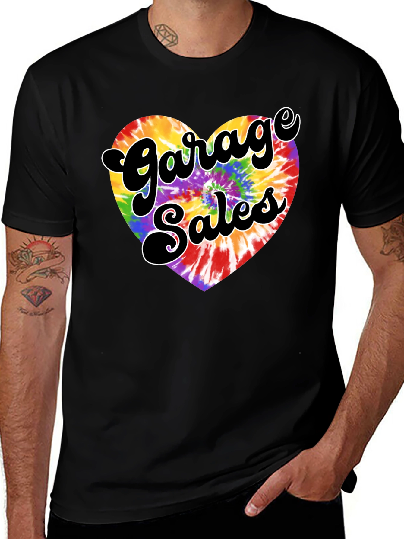 Garage Sales Tie Dye Heart Graphic T-Shirt