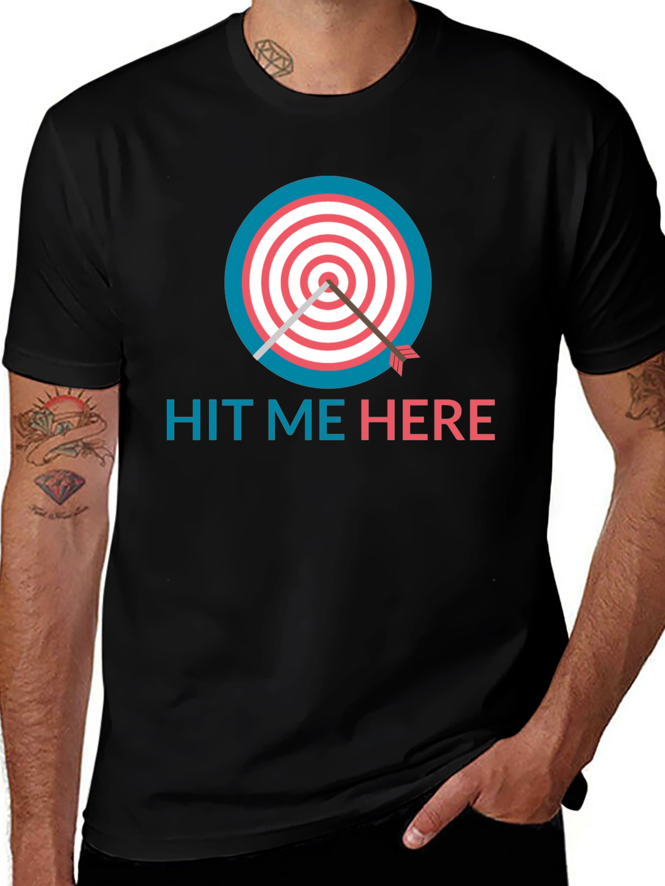 Variant 21 of Hit Me Here T-Shirt - Target & Arrow Design