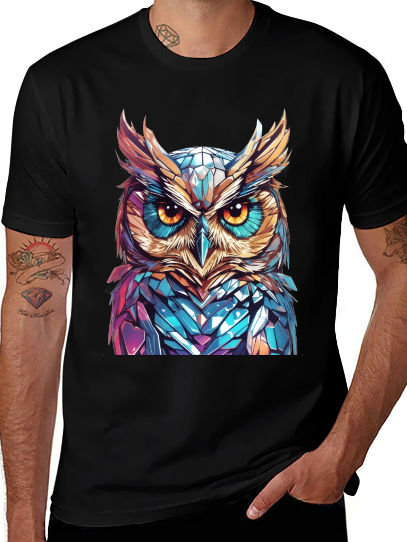 Variant 7 of Geometric Owl Graphic Print T-Shirt