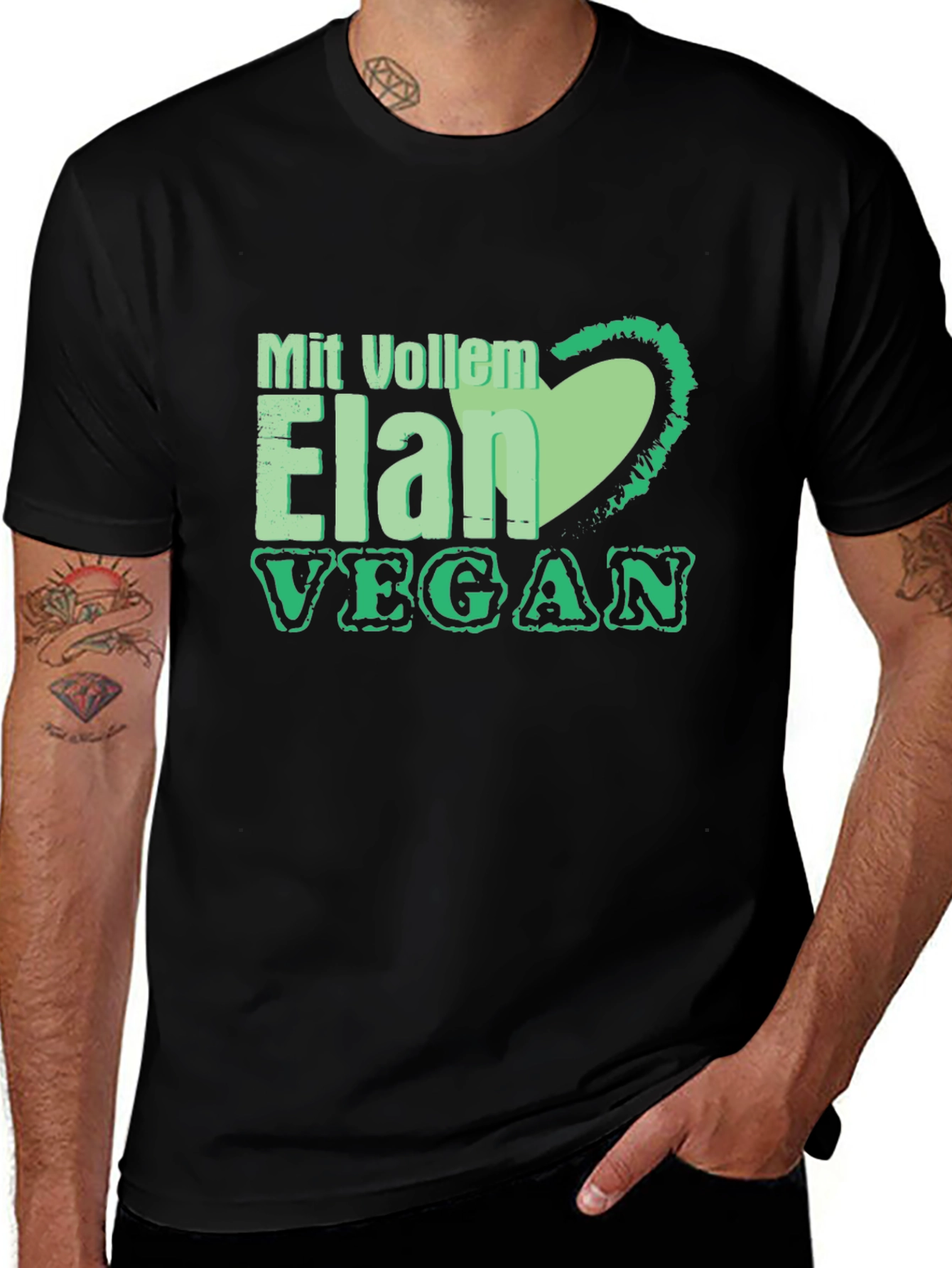 Variant 24 of Vegan Elan T-Shirt: Green Heart