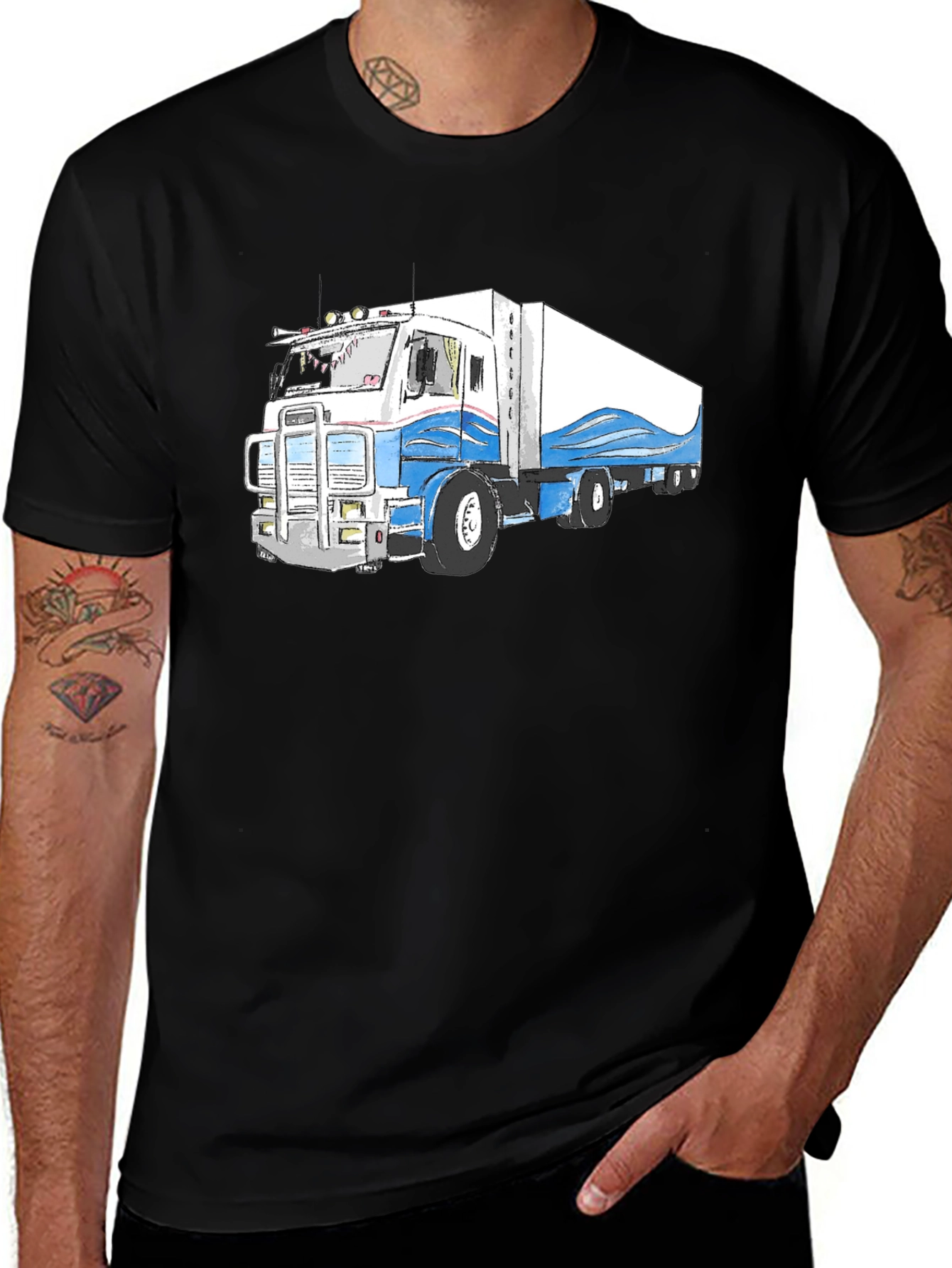 Variant 8 of Truck Graphic Tee - Cool Semi Truck Design