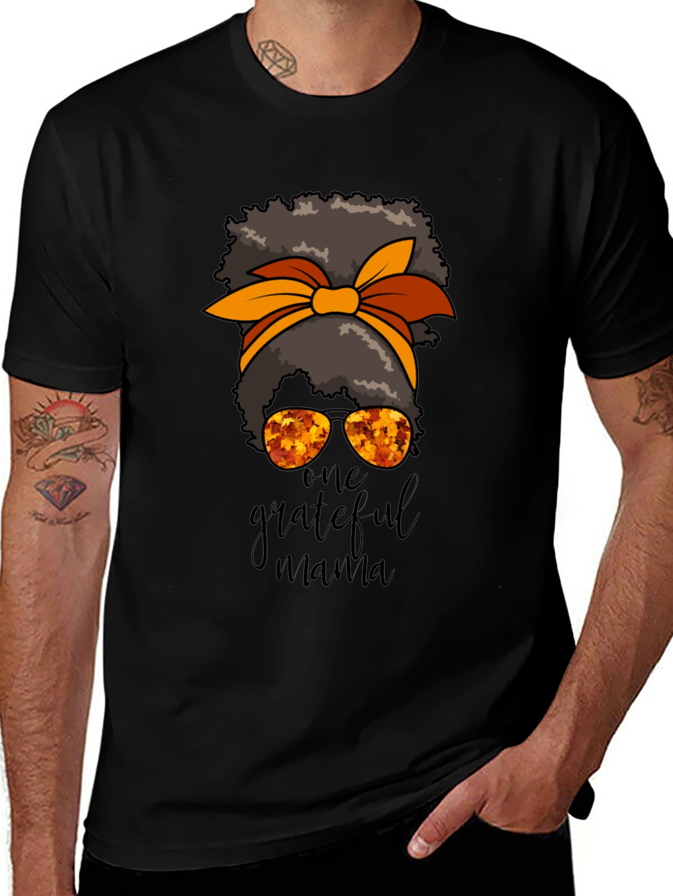 Variant 12 of Grateful Mama Messy Bun Thanksgiving T-Shirt