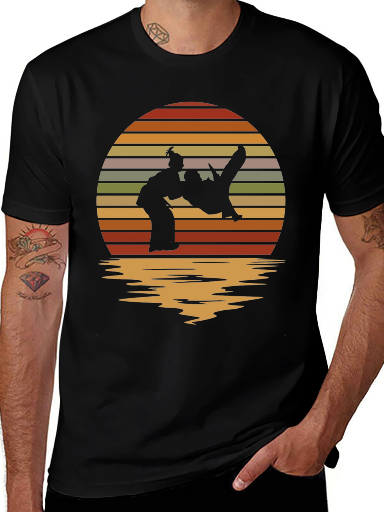 Variant 20 of Retro Judo Sunset T-Shirt - Martial Arts Throw Tee