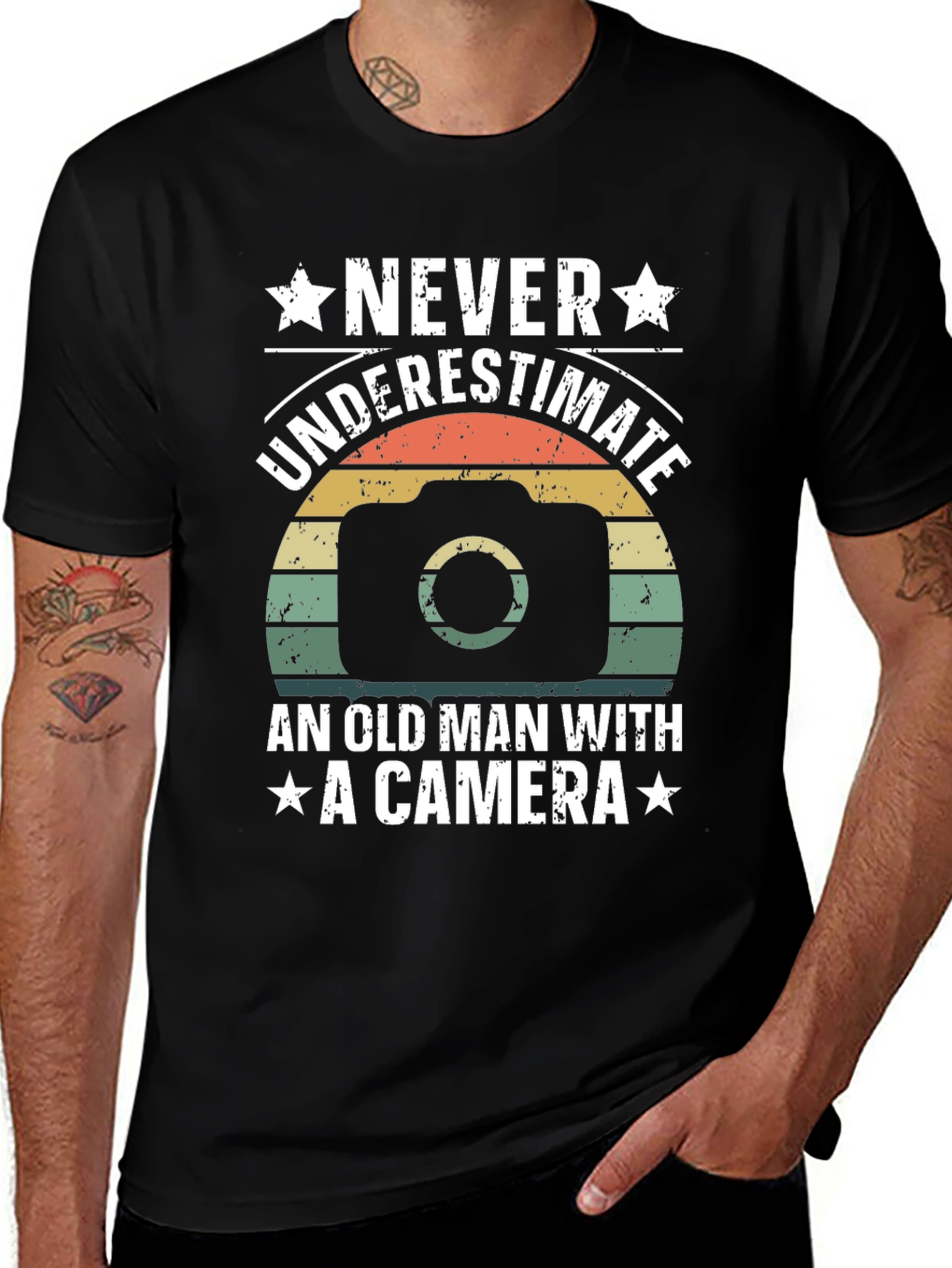 Variant 23 of Never Underestimate Old Man Camera T-Shirt