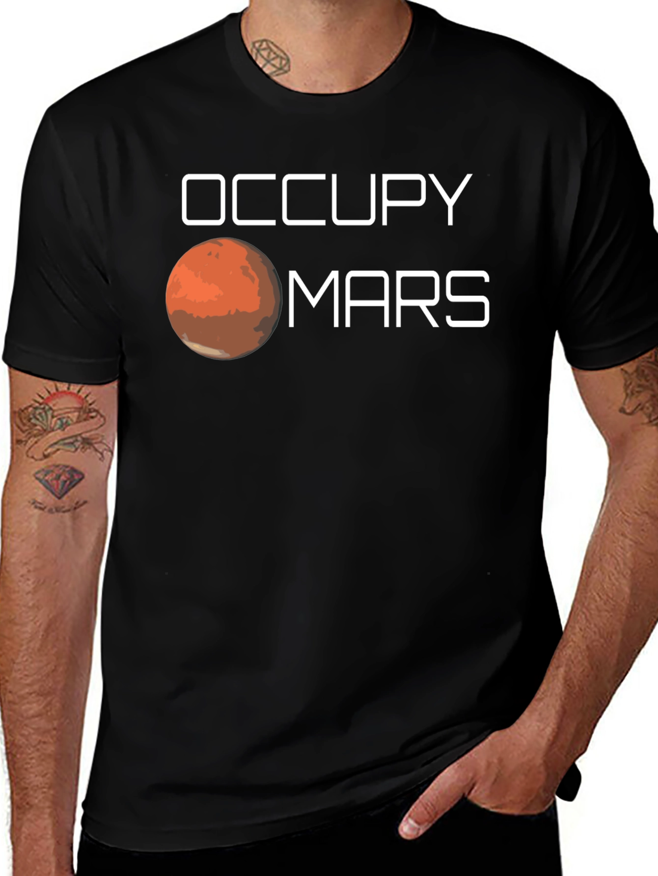 Variant 25 of Occupy Mars Graphic T-Shirt - Black Cotton Tee