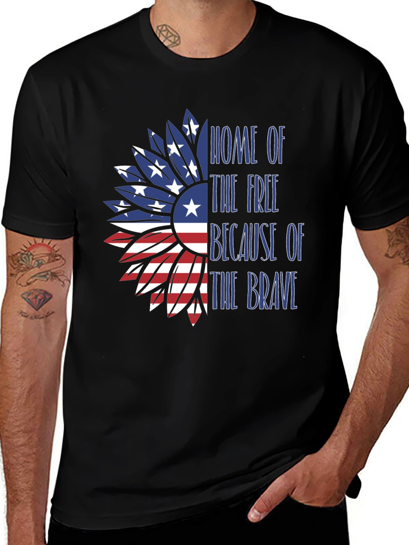 Variant 7 of Patriotic Sunflower USA Flag T-Shirt