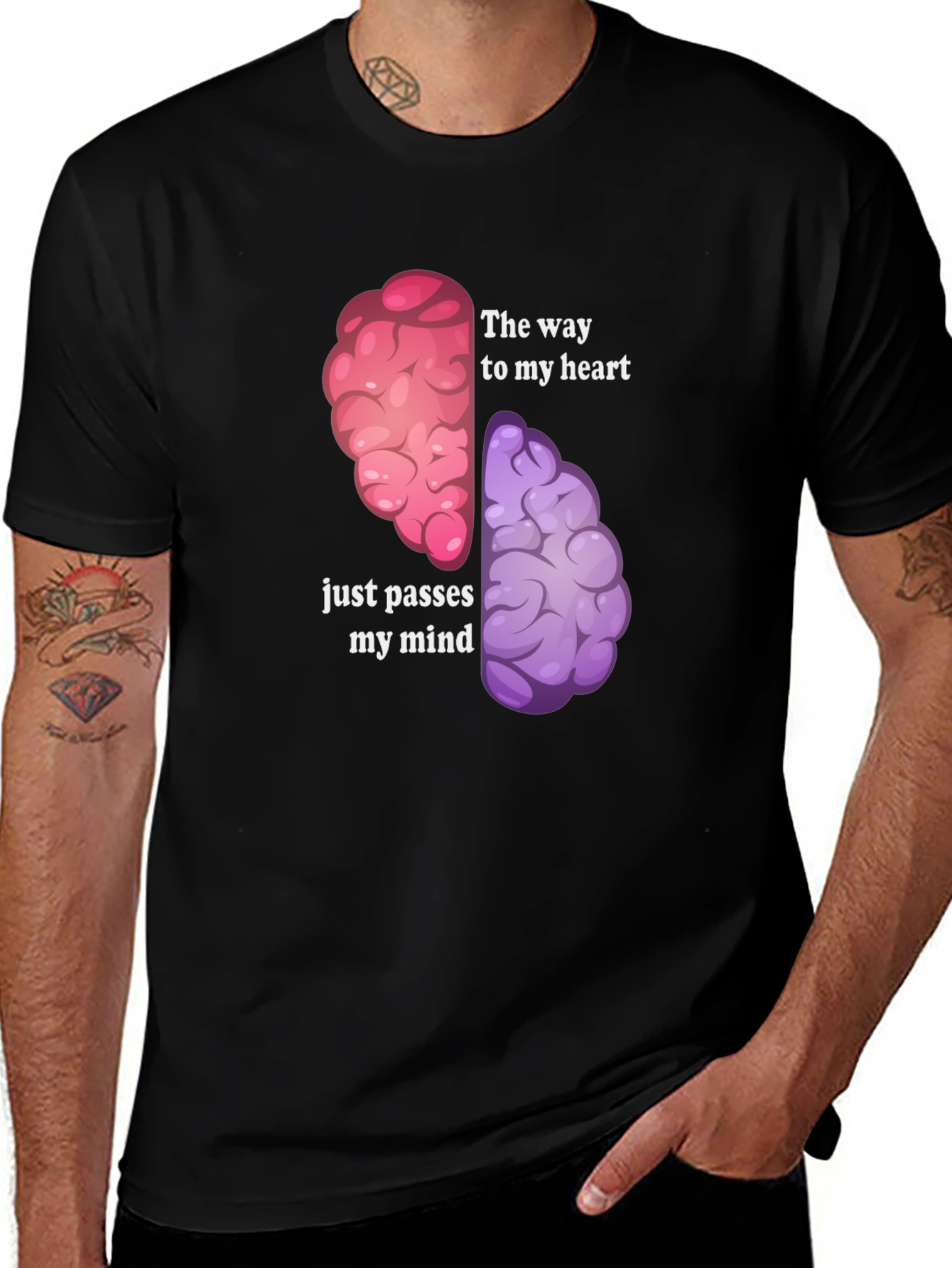 Variant 28 of Brainy Humor T-Shirt: Way To My Heart Passes My Mind