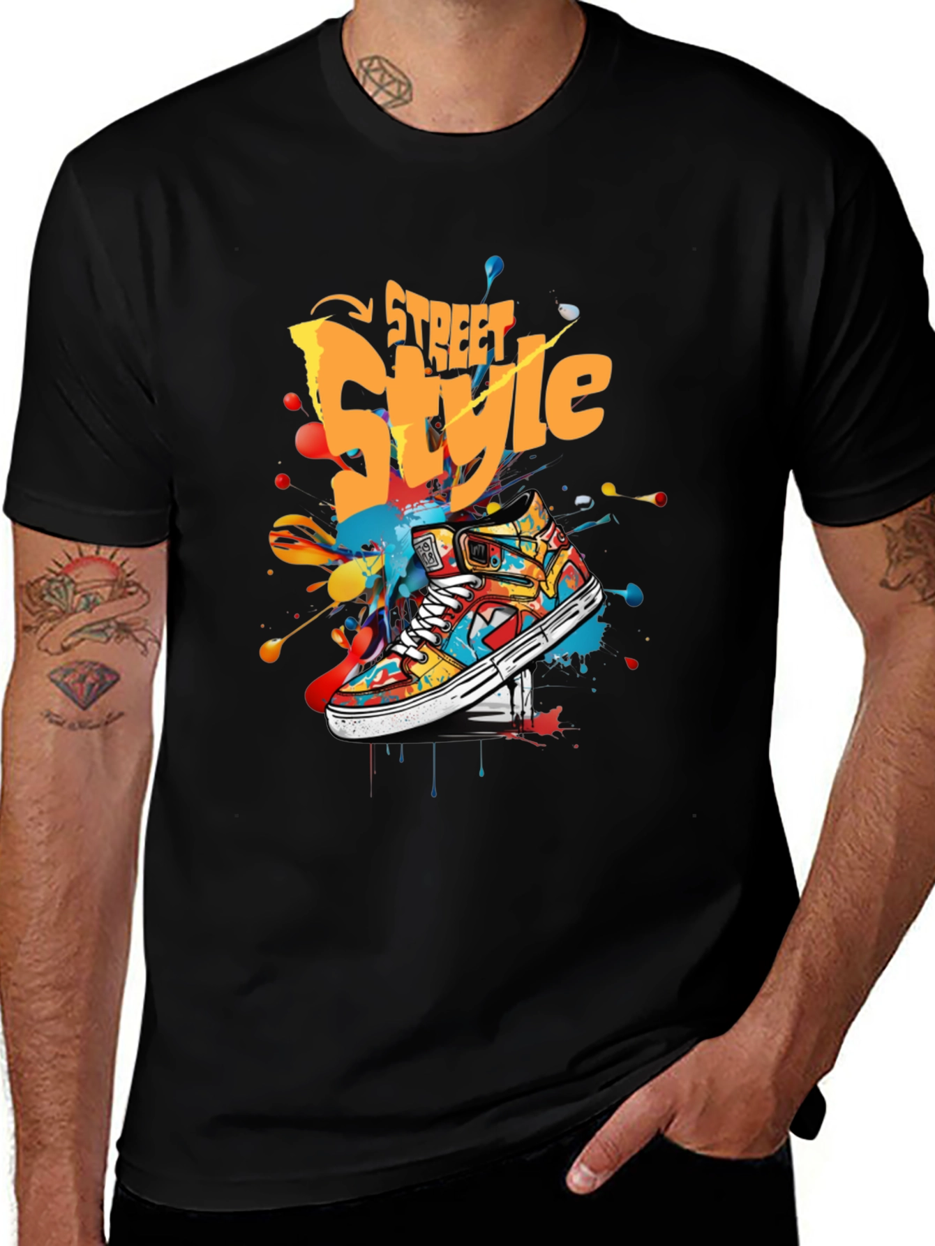 Variant 25 of Street Style Graphic Tee - Colorful Sneaker Design
