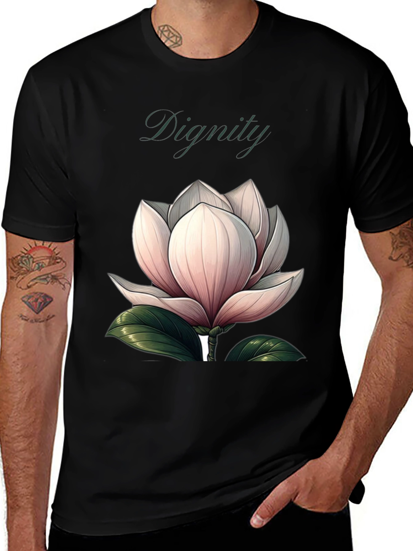 Black Dignity Floral Graphic Black T-Shirt main image