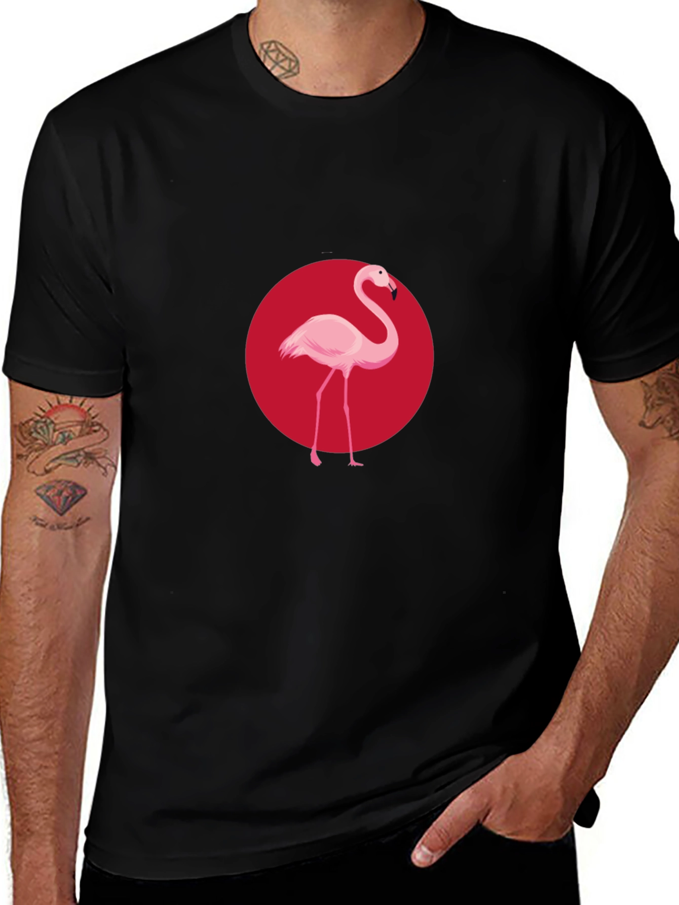 Variant 6 of Flamingo Graphic Black T-Shirt