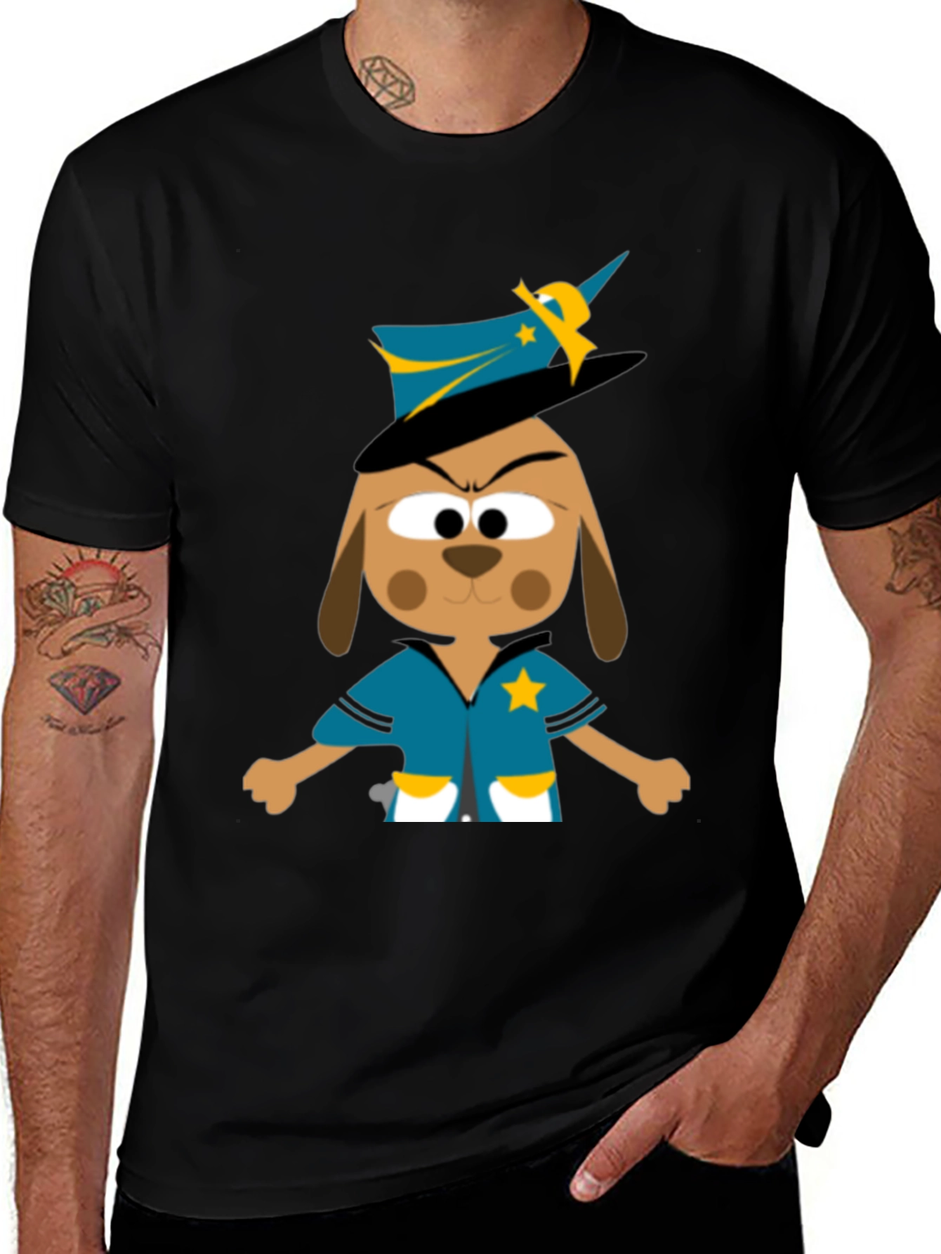 Variant 3 of Cartoon Dog Sheriff T-Shirt - Funny Animal Graphic Tee