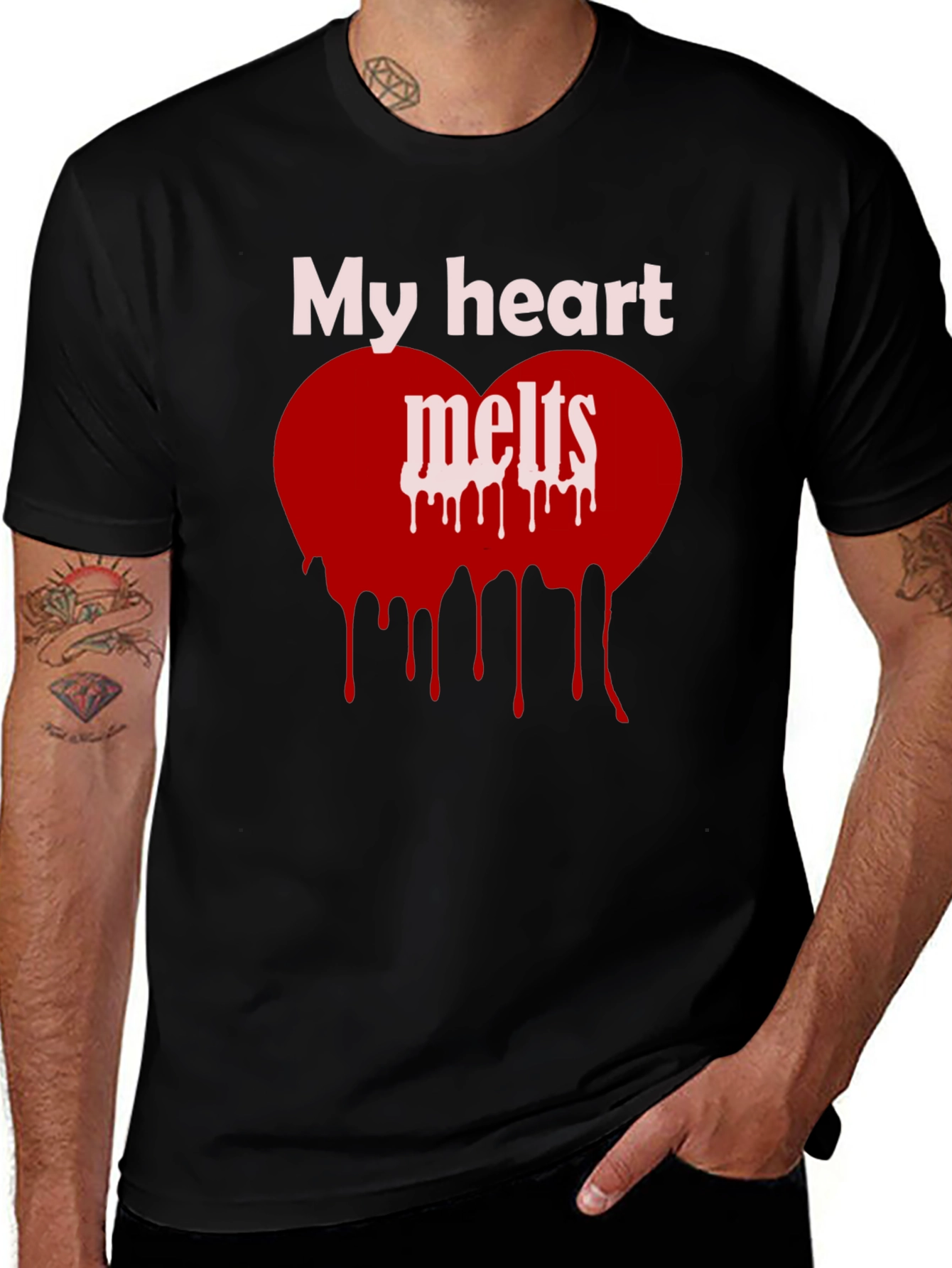 Variant 4 of My Heart Melts Graphic Tee - Black Casual T-Shirt