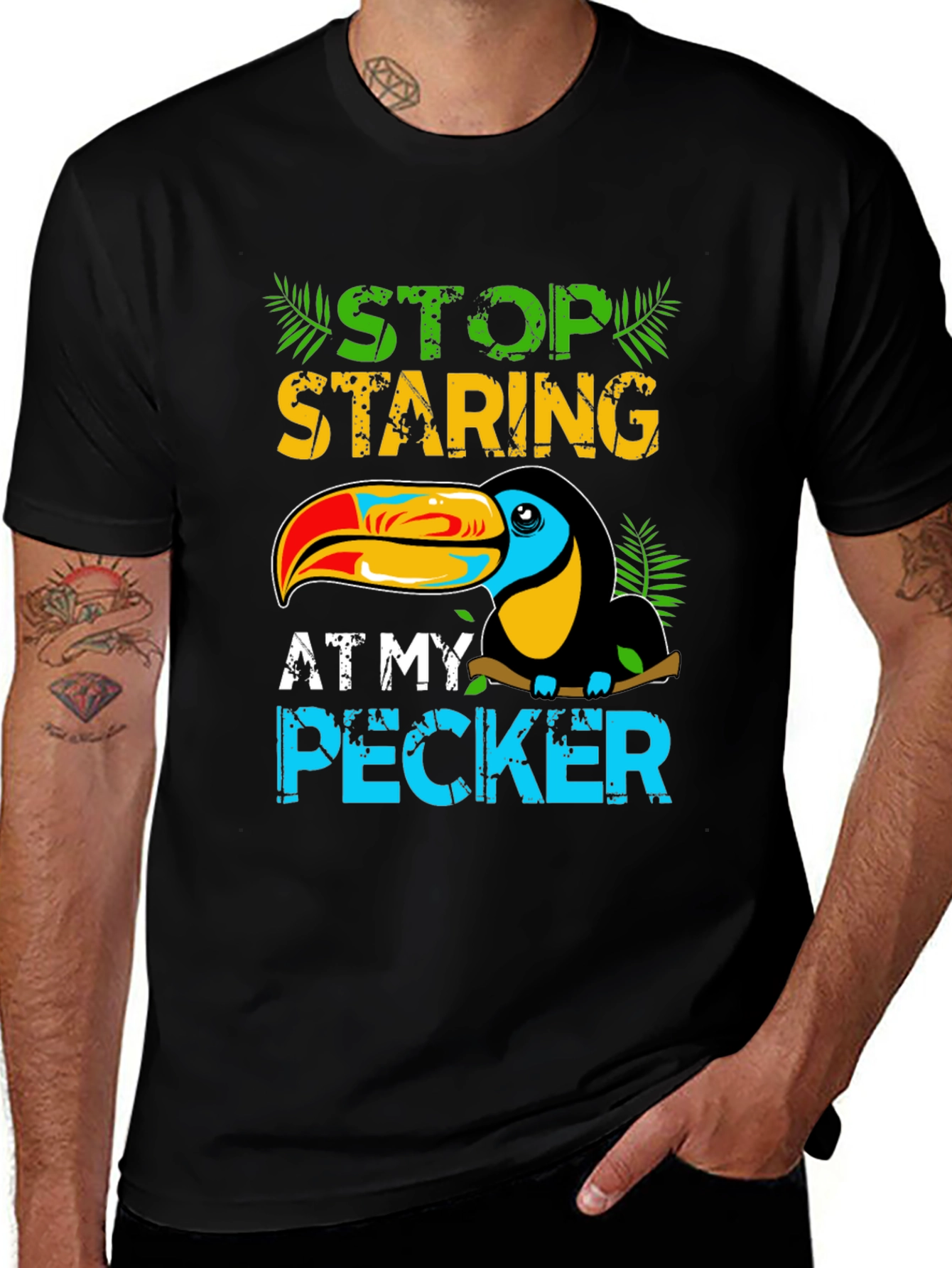 Variant 14 of Funny Toucan T-Shirt - Stop Staring!
