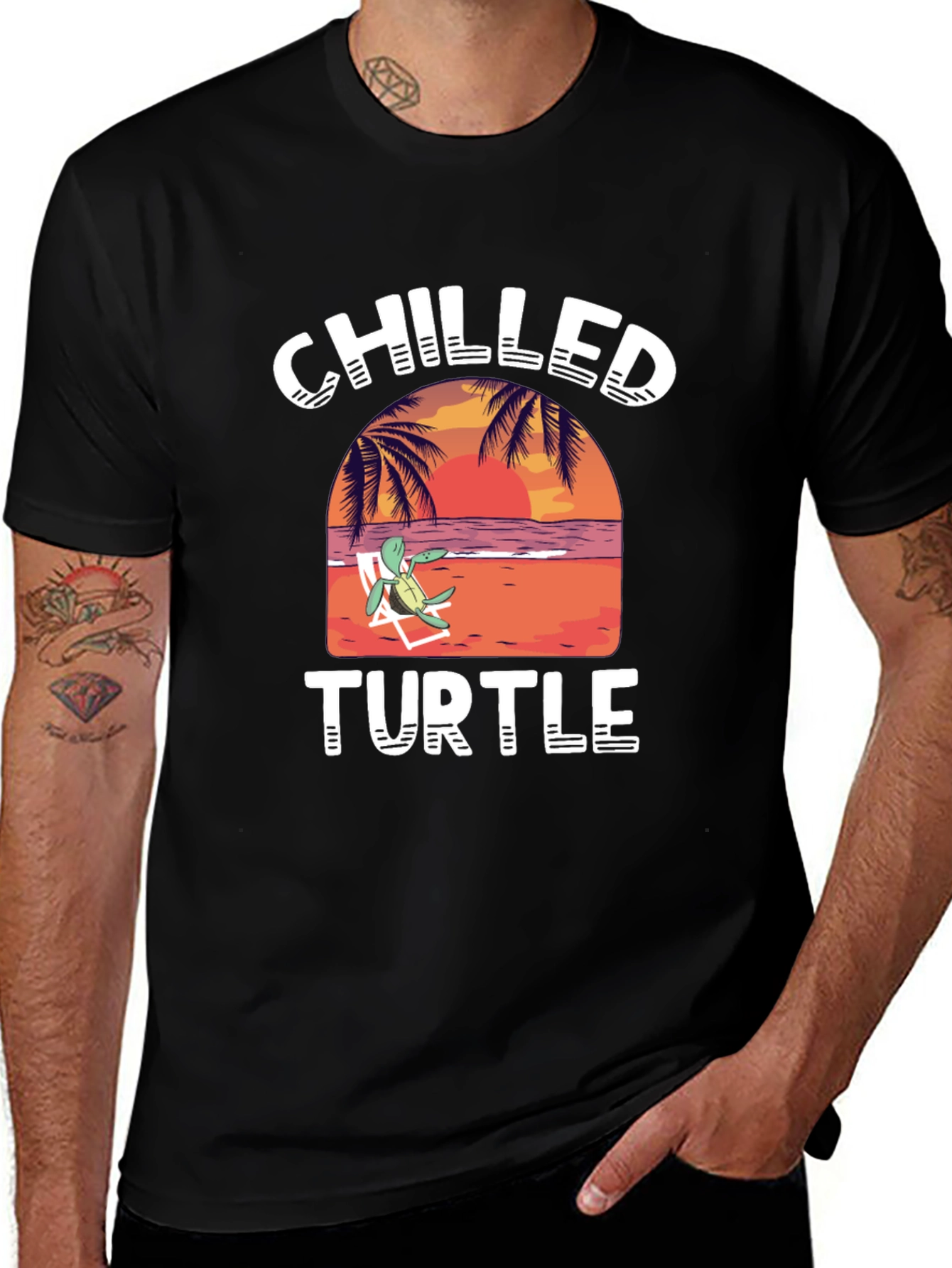 Variant 16 of Chilled Turtle Graphic T-Shirt - Black Cotton Tee